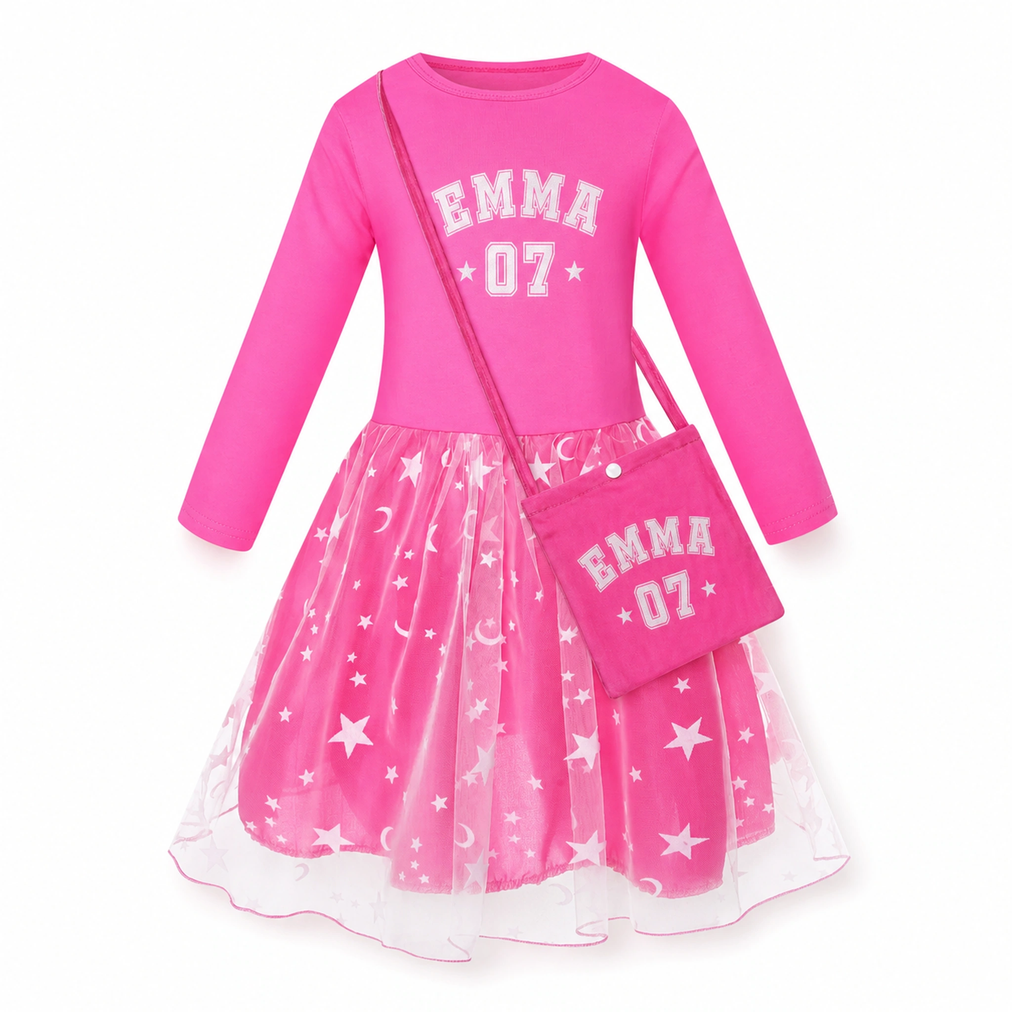 Custom Girls Long Tulle and Star Skirt Styles with Bag with sample personalization