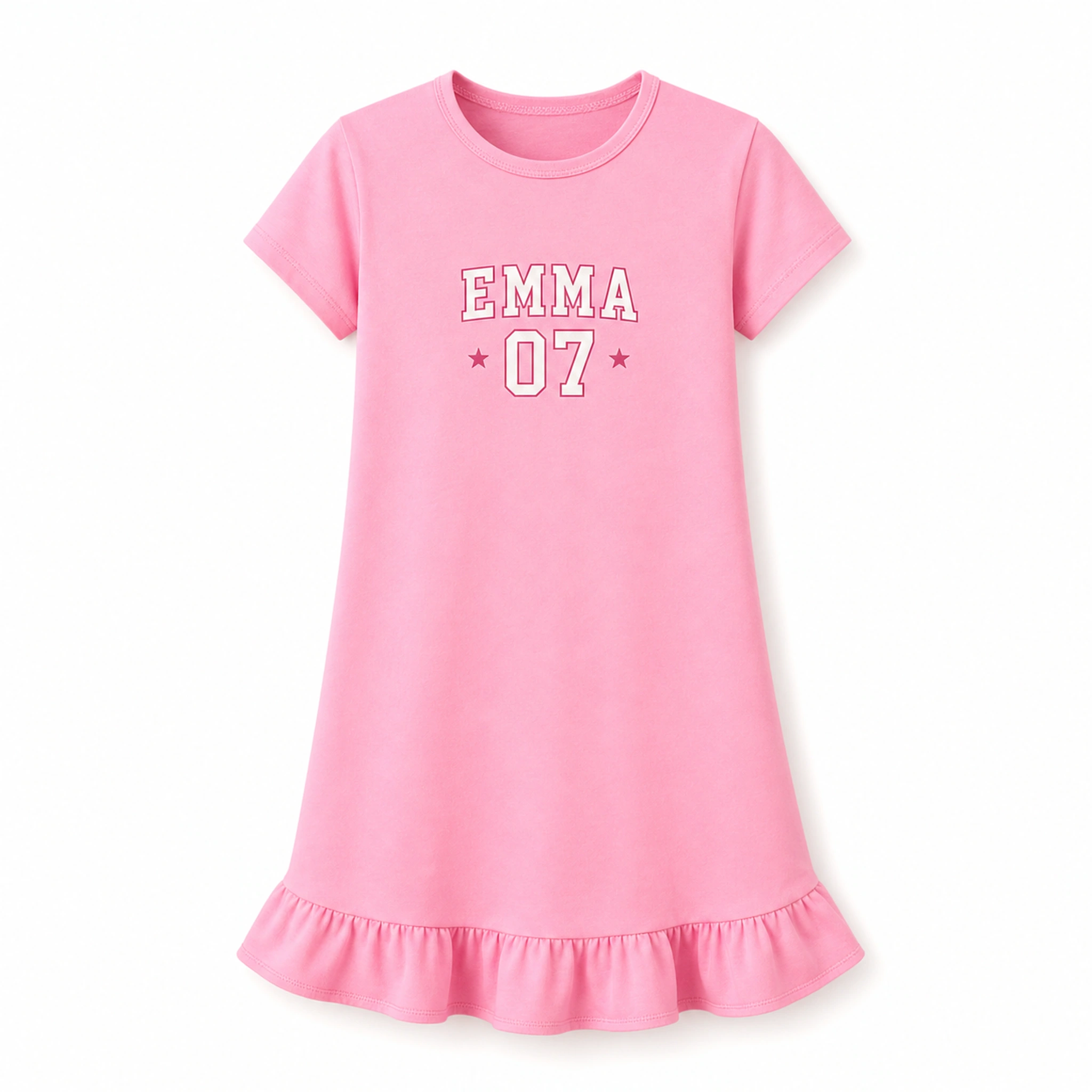 Custom Girls Short-Sleeve Sleep Dress with sample personalization