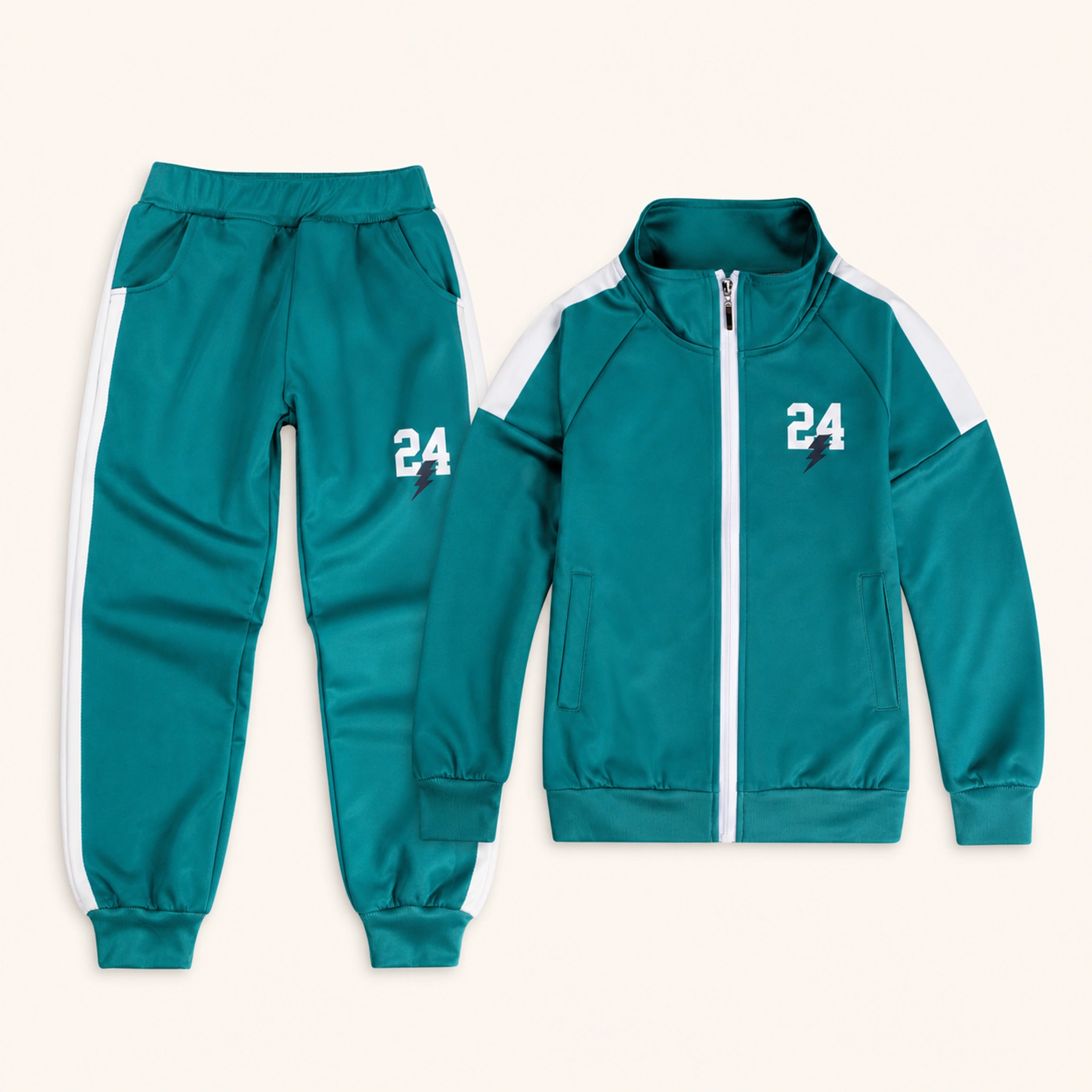 Custom Kids Color-Block Jacket and Pants Set with sample personalization