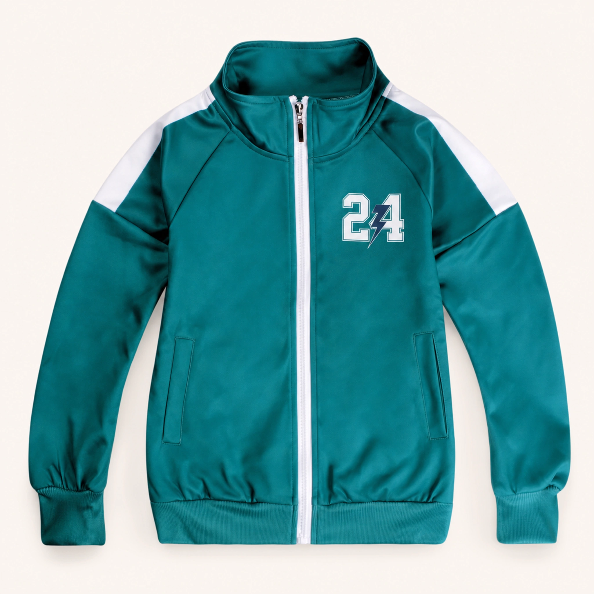 Custom Kids Color-Block Zip Jacket with sample personalization