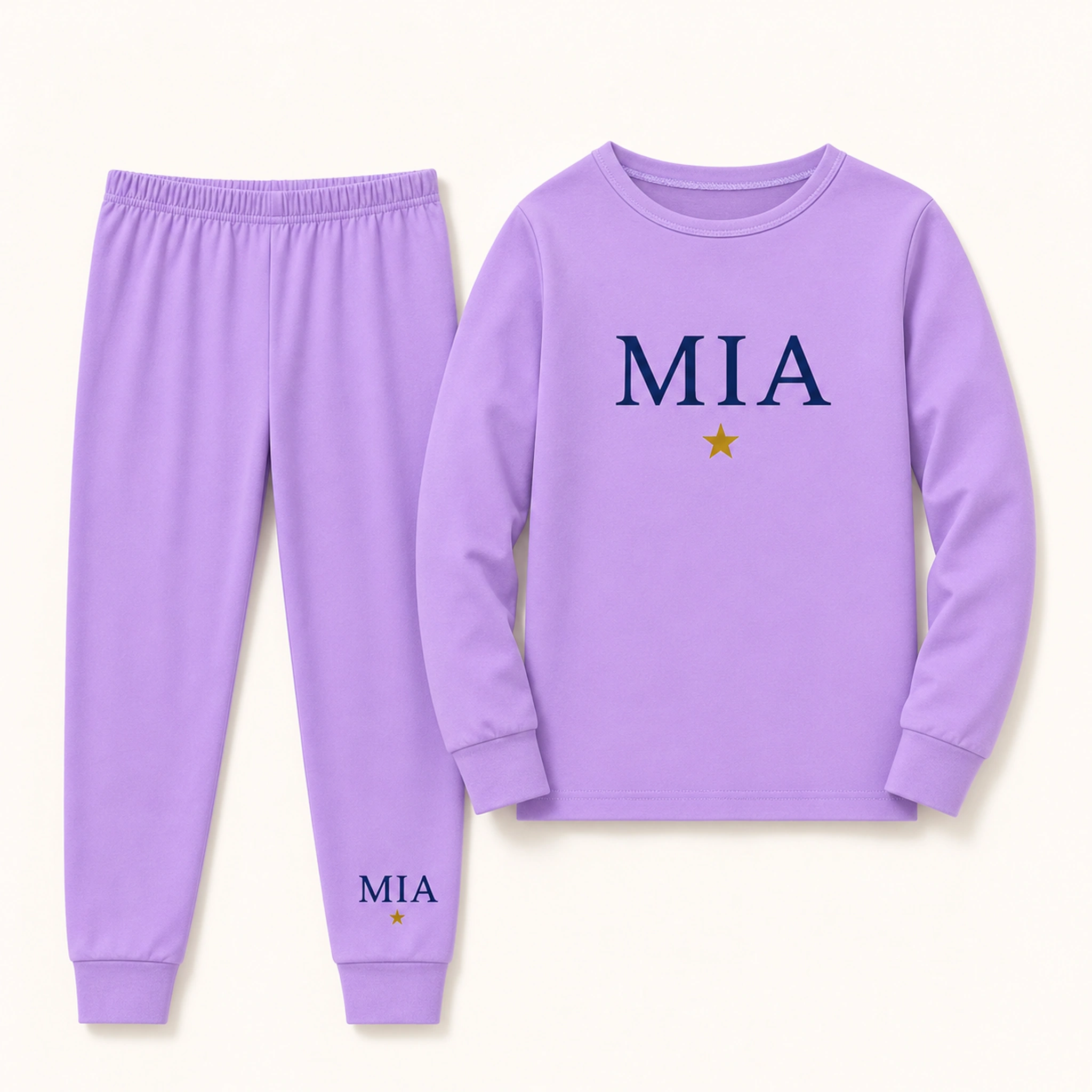 Custom Kids Long-Sleeve Top and Pants Set with sample personalization