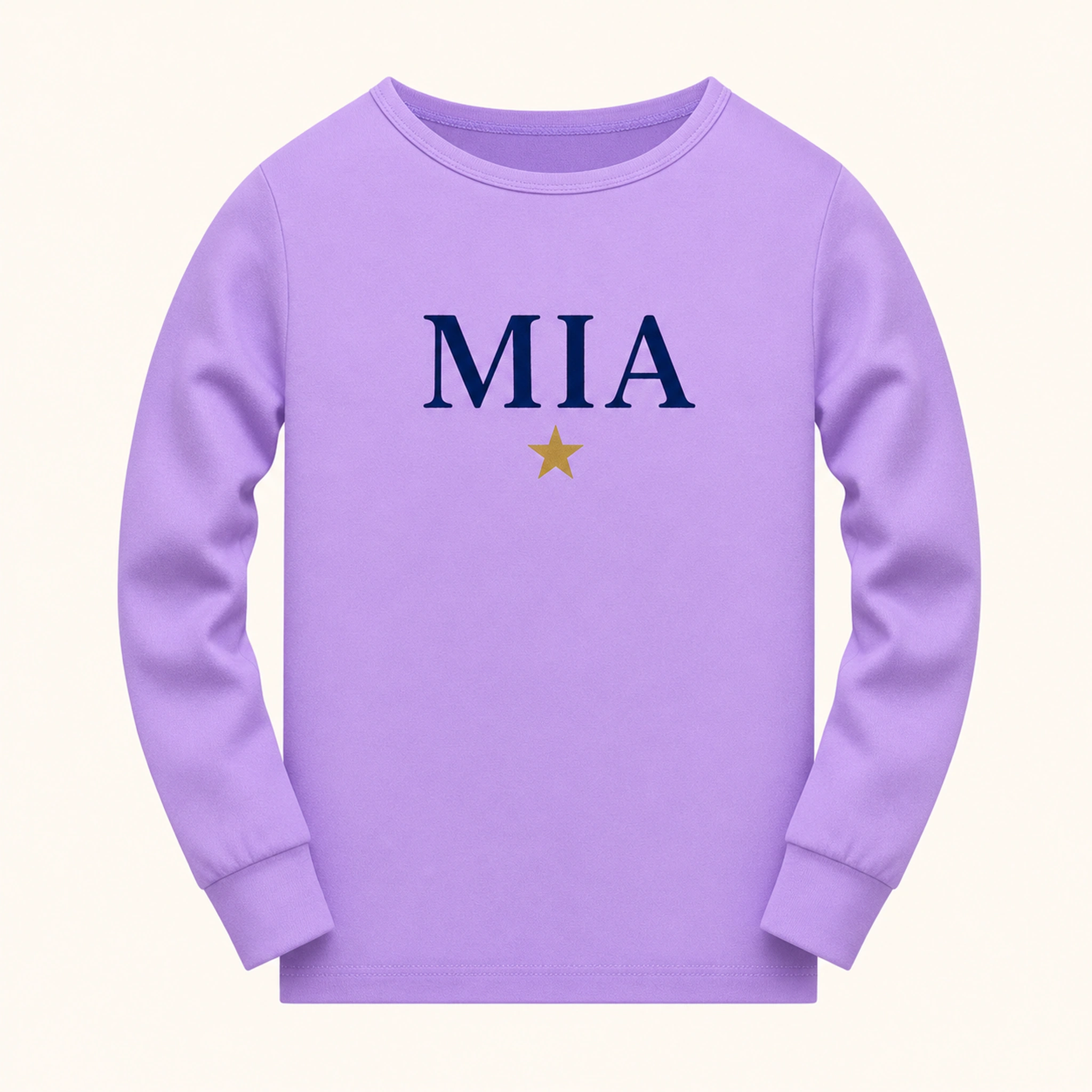 Custom Kids Long-Sleeve Pajama Top with sample personalization