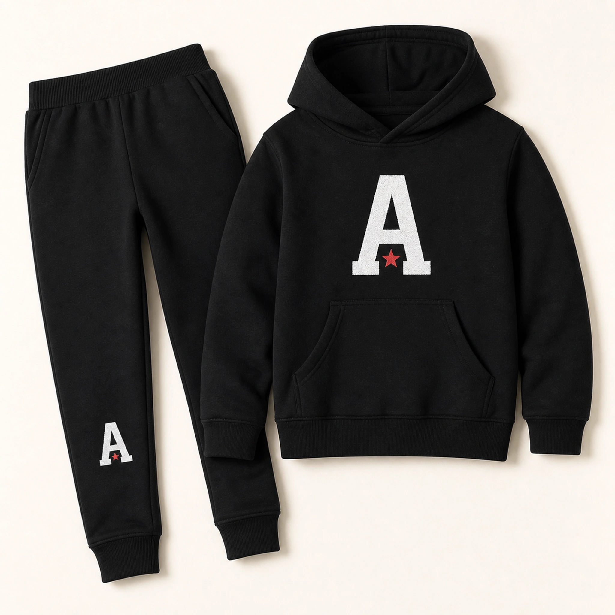 Custom Kids Pullover Hoodie and Jogger Set with sample personalization