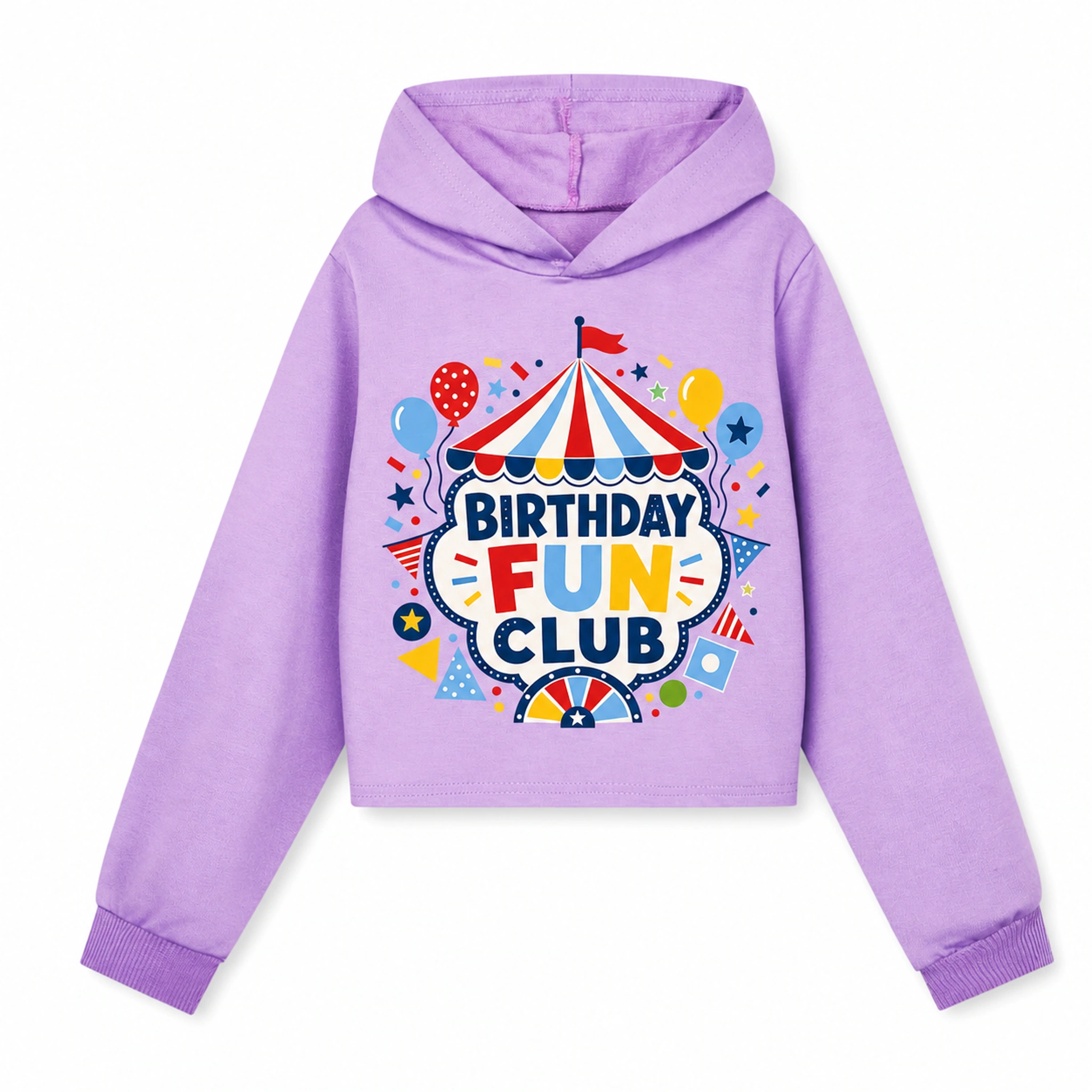 Birthday Fun Club Girls Cropped Hoodie for Kids product preview