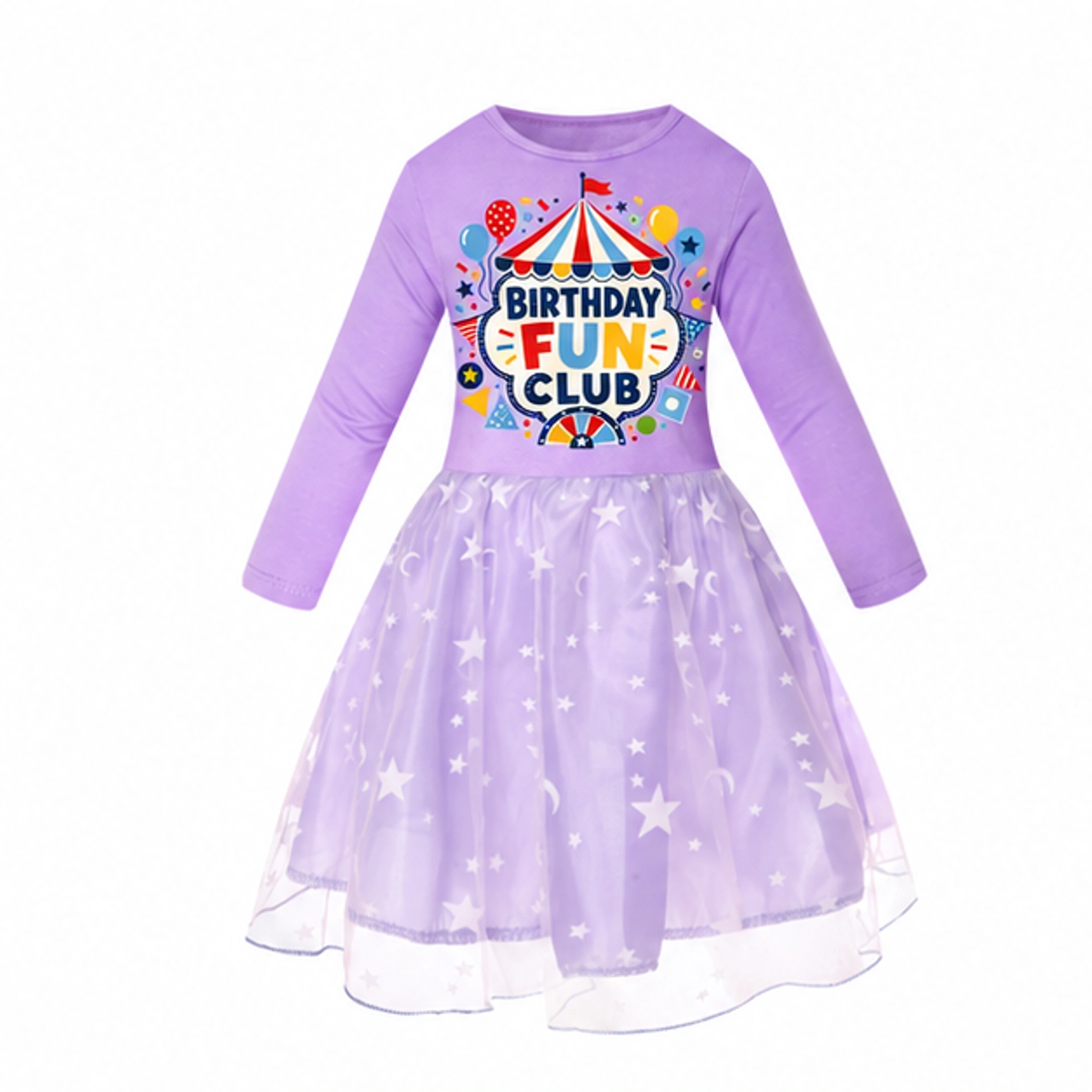 Birthday Fun Club Girls Long Tulle and Star Skirt Styles for Kids in the selected color