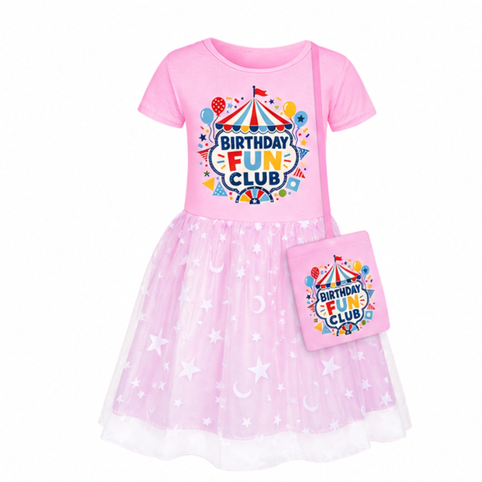 Birthday Fun Club Girls Short Skirt Styles with Bag for Kids in the selected color