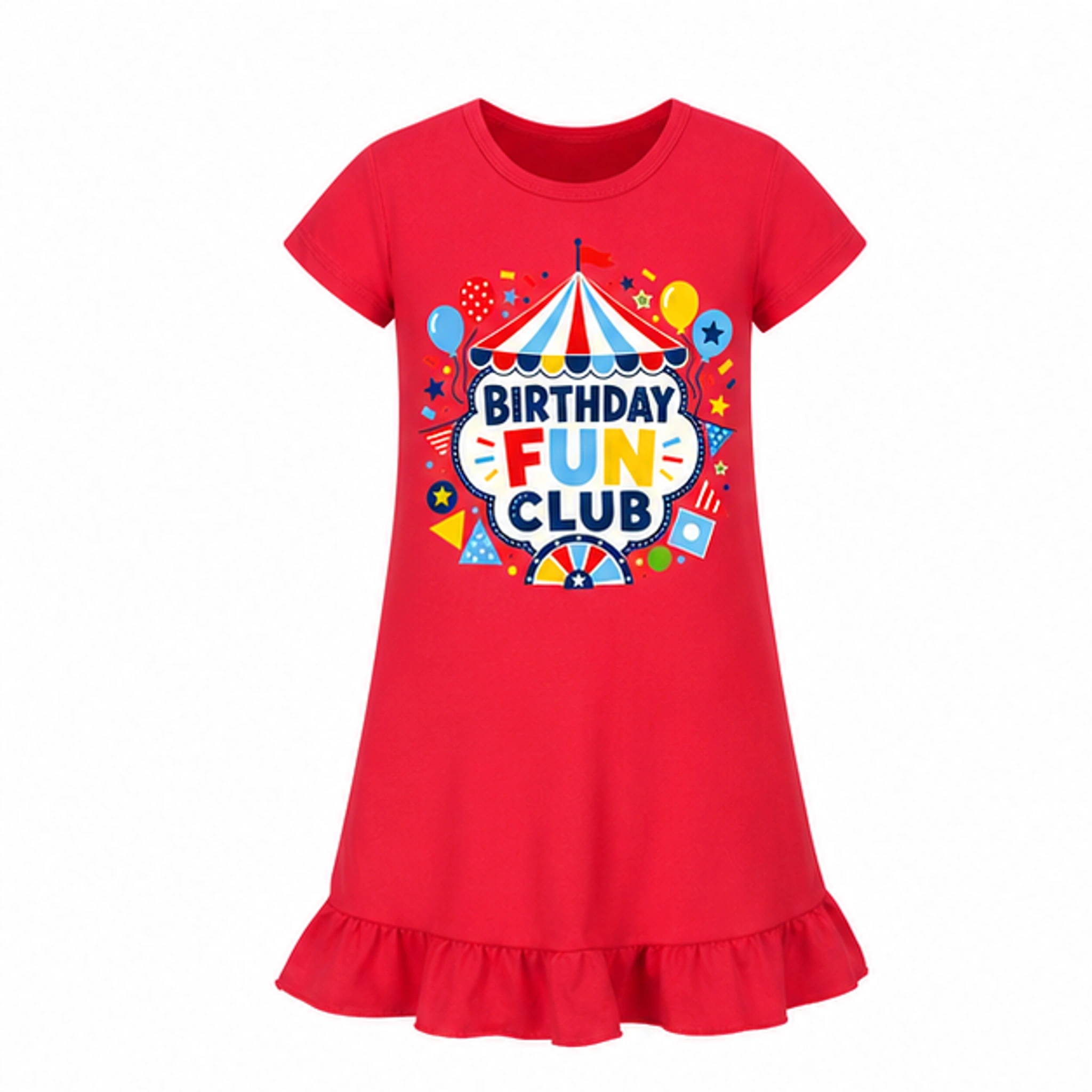 Birthday Fun Club Girls Short-Sleeve Sleep Dress for Kids in the selected color