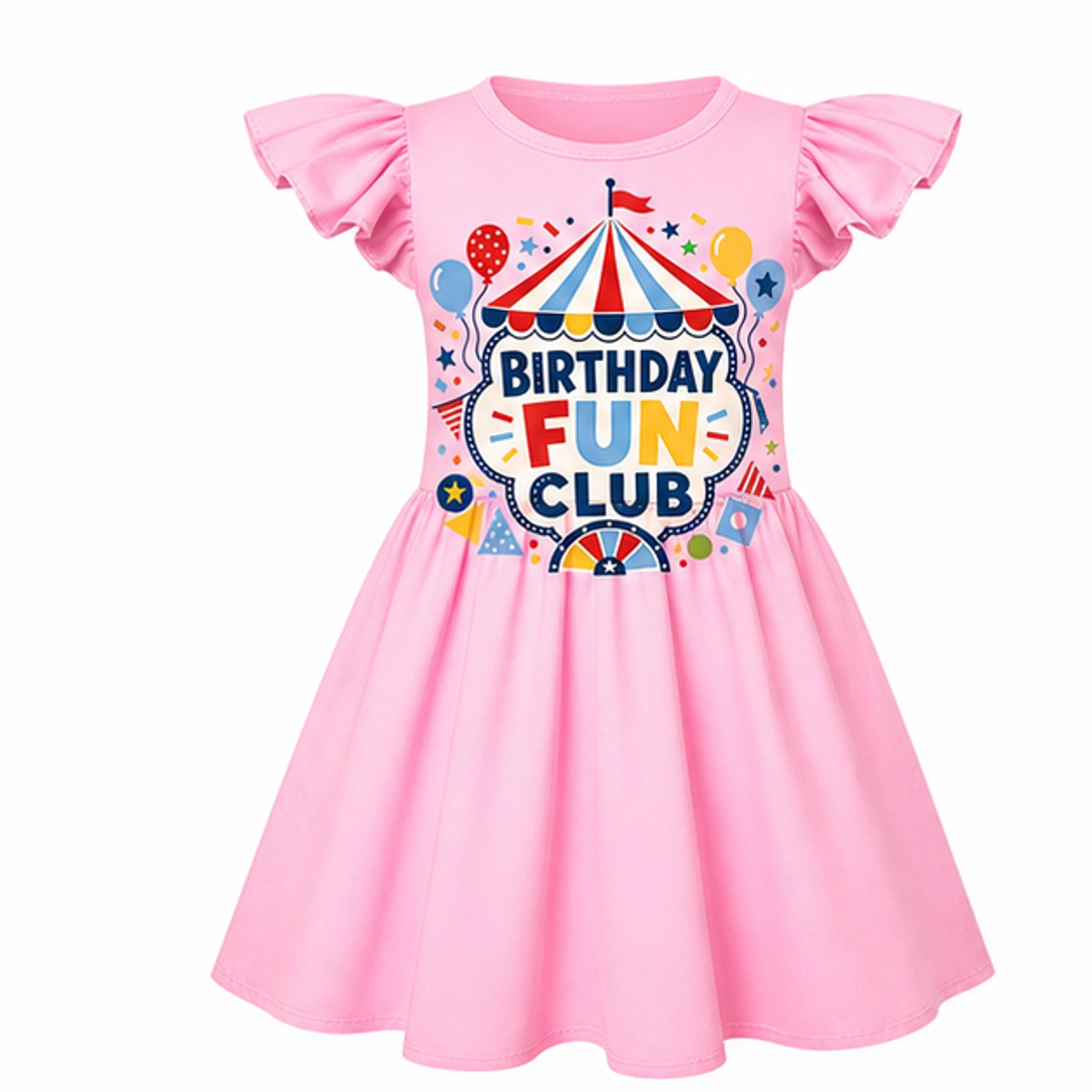 Birthday Fun Club Girls Short-Sleeve Sleep Dress with Matching Bag for Kids in the selected color