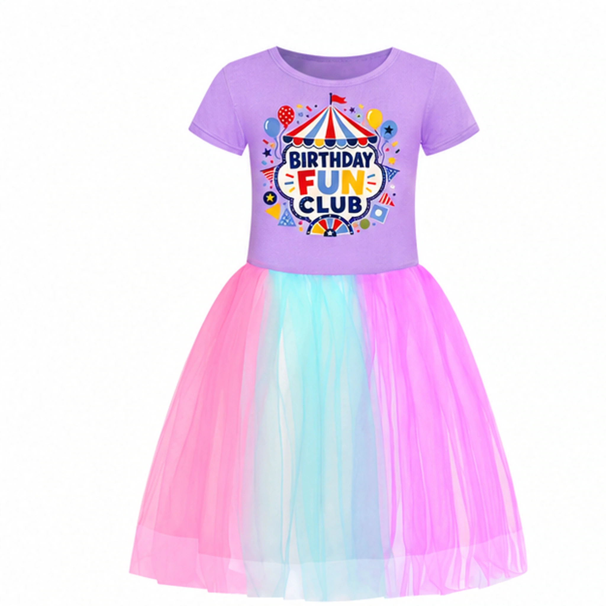 Birthday Fun Club Girls Short Tulle and Classic Skirt Styles for Kids in the selected color