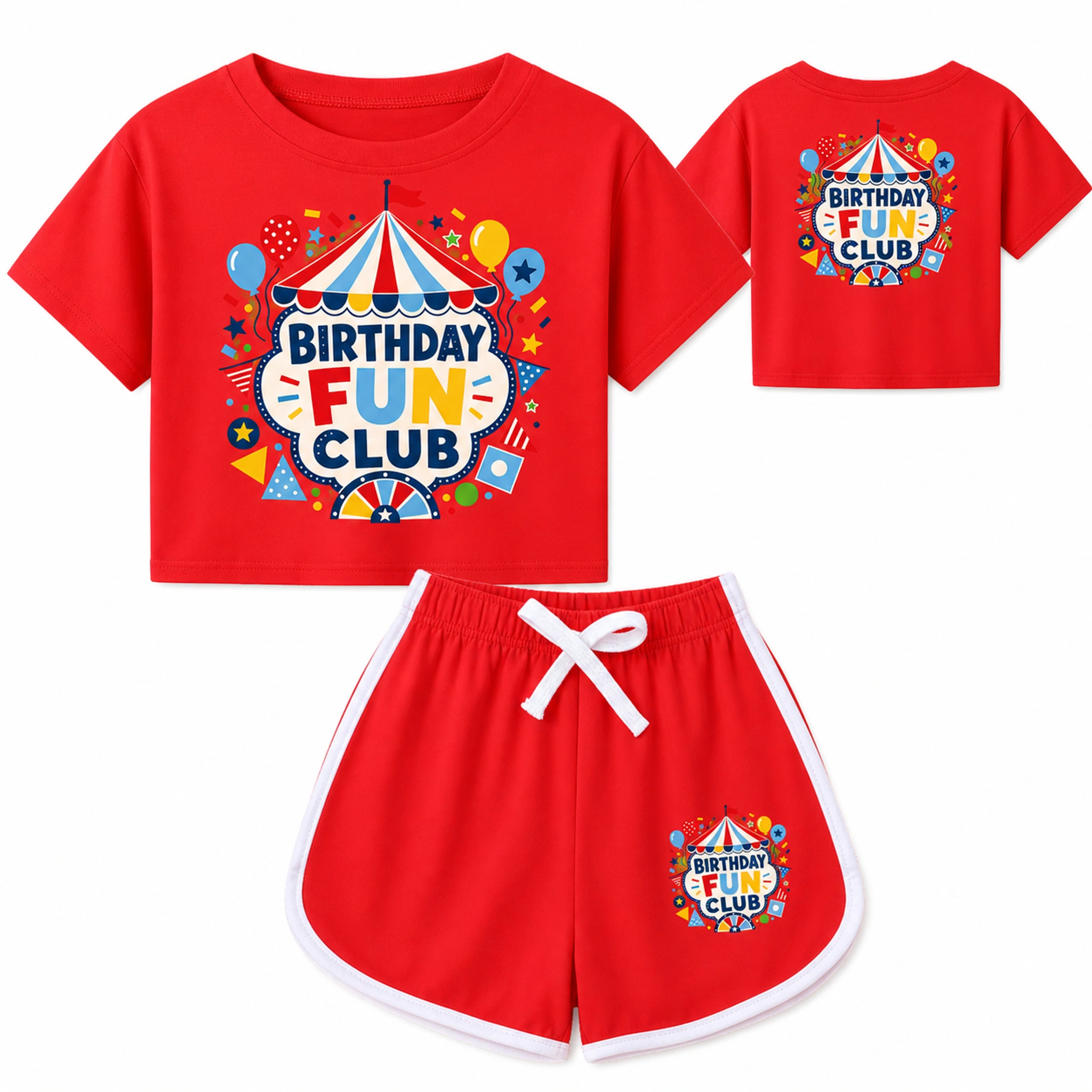 Birthday Fun Club Checker Short-Sleeve Top and Shorts Set for Kids product preview