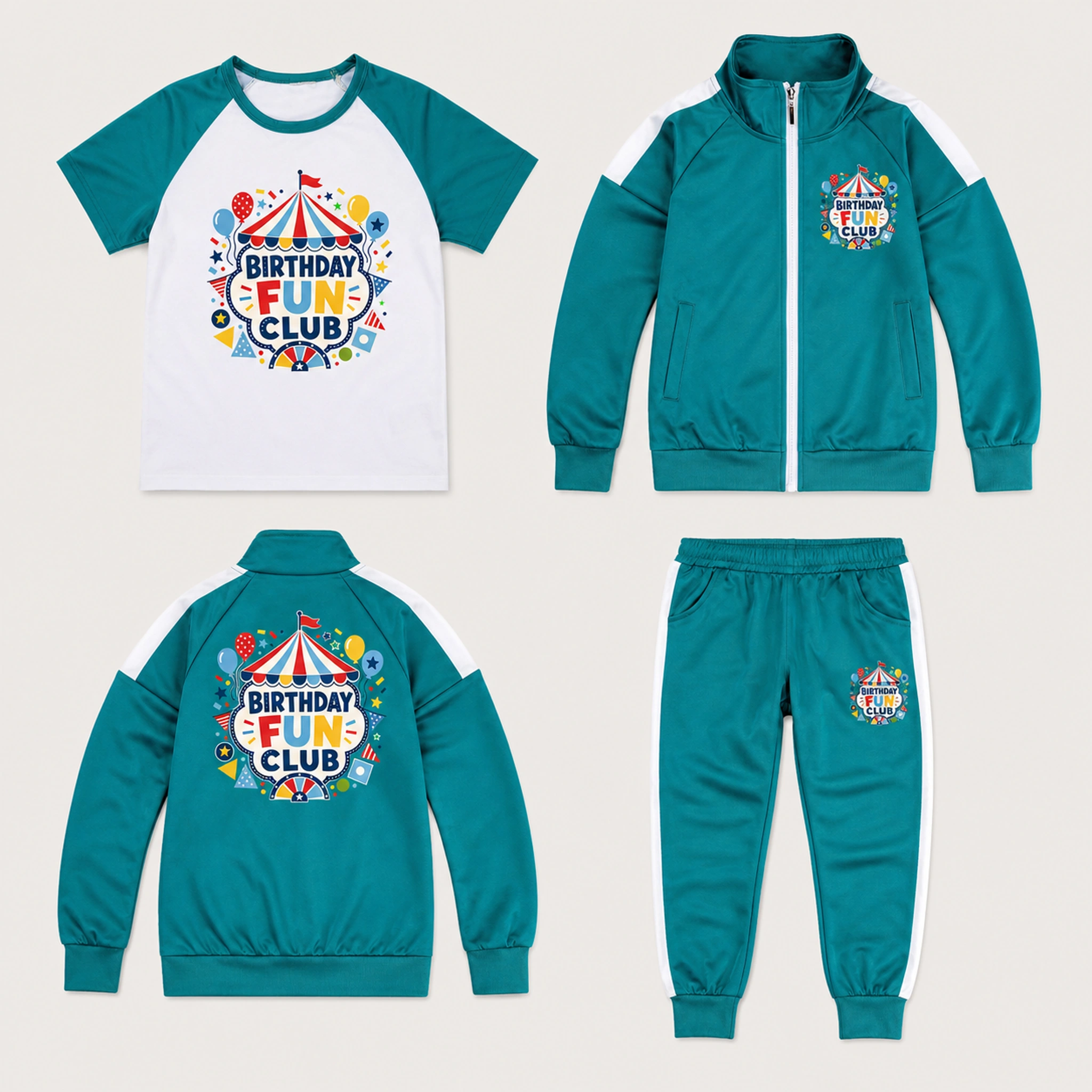 Birthday Fun Club Color-Block Three-Piece Tracksuit Set for Kids product preview