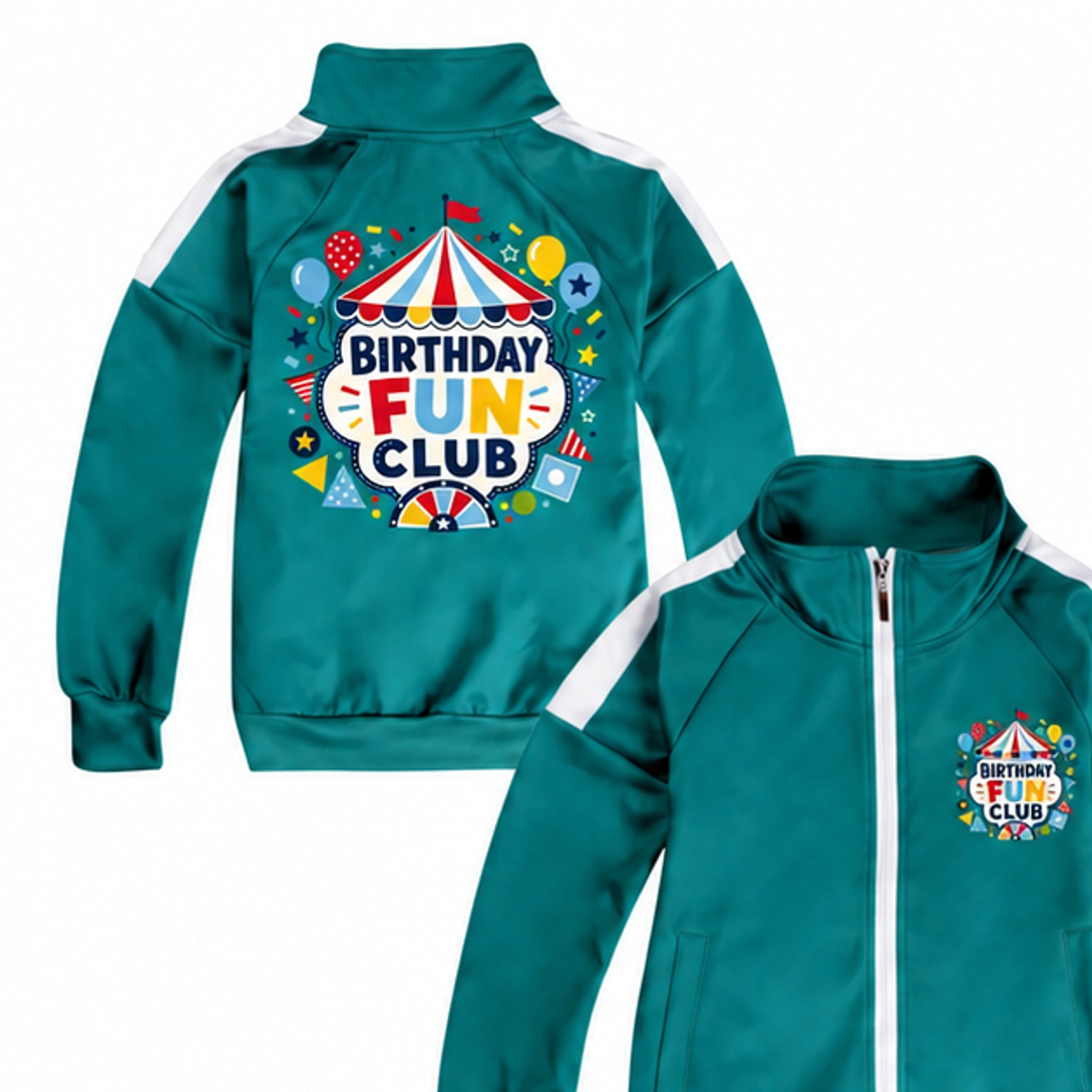Birthday Fun Club Color-Block Zip Jacket for Kids in the selected color