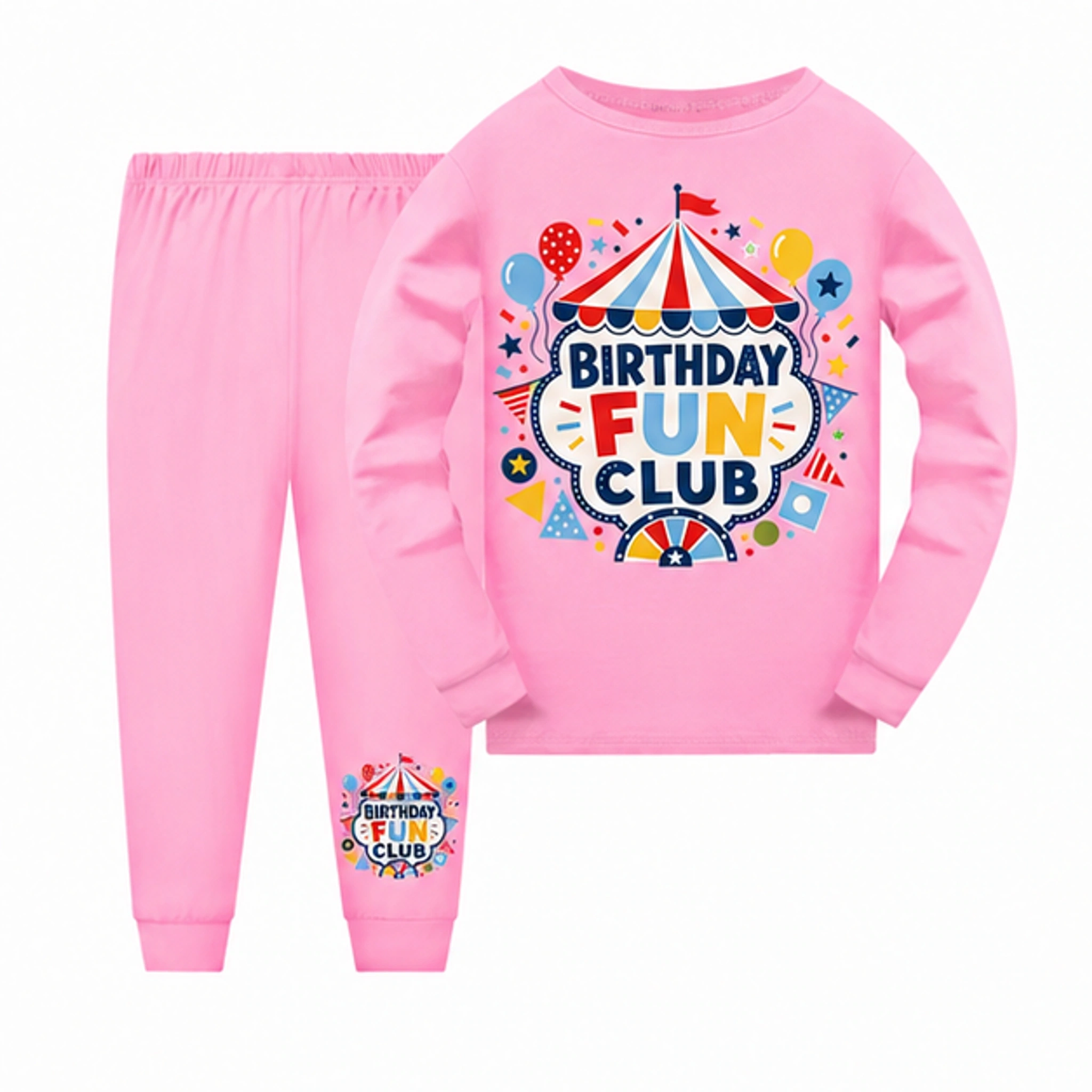 Birthday Fun Club Long Pajama Set for Kids in the selected color