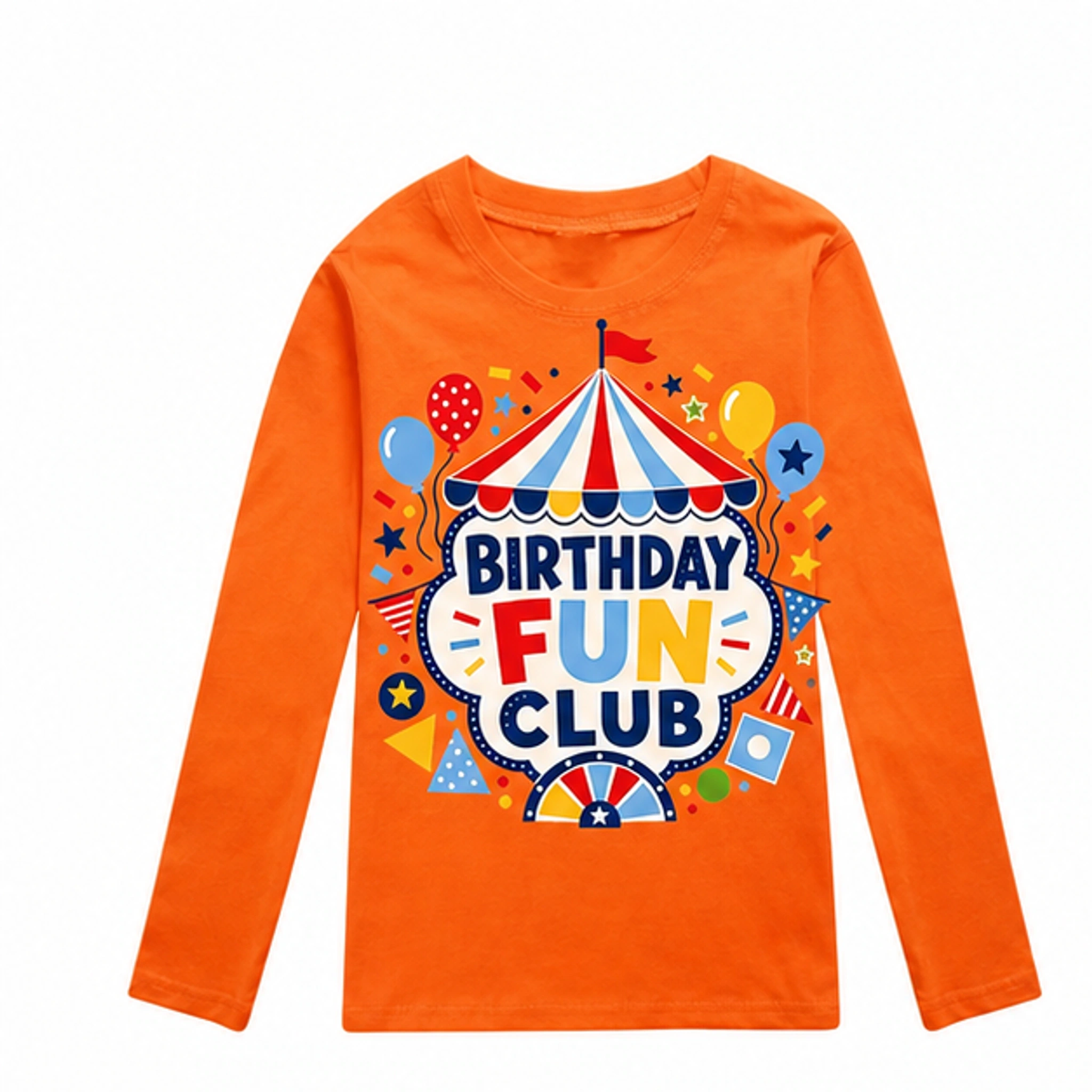 Birthday Fun Club Long-Sleeve T-Shirt for Kids in the selected color