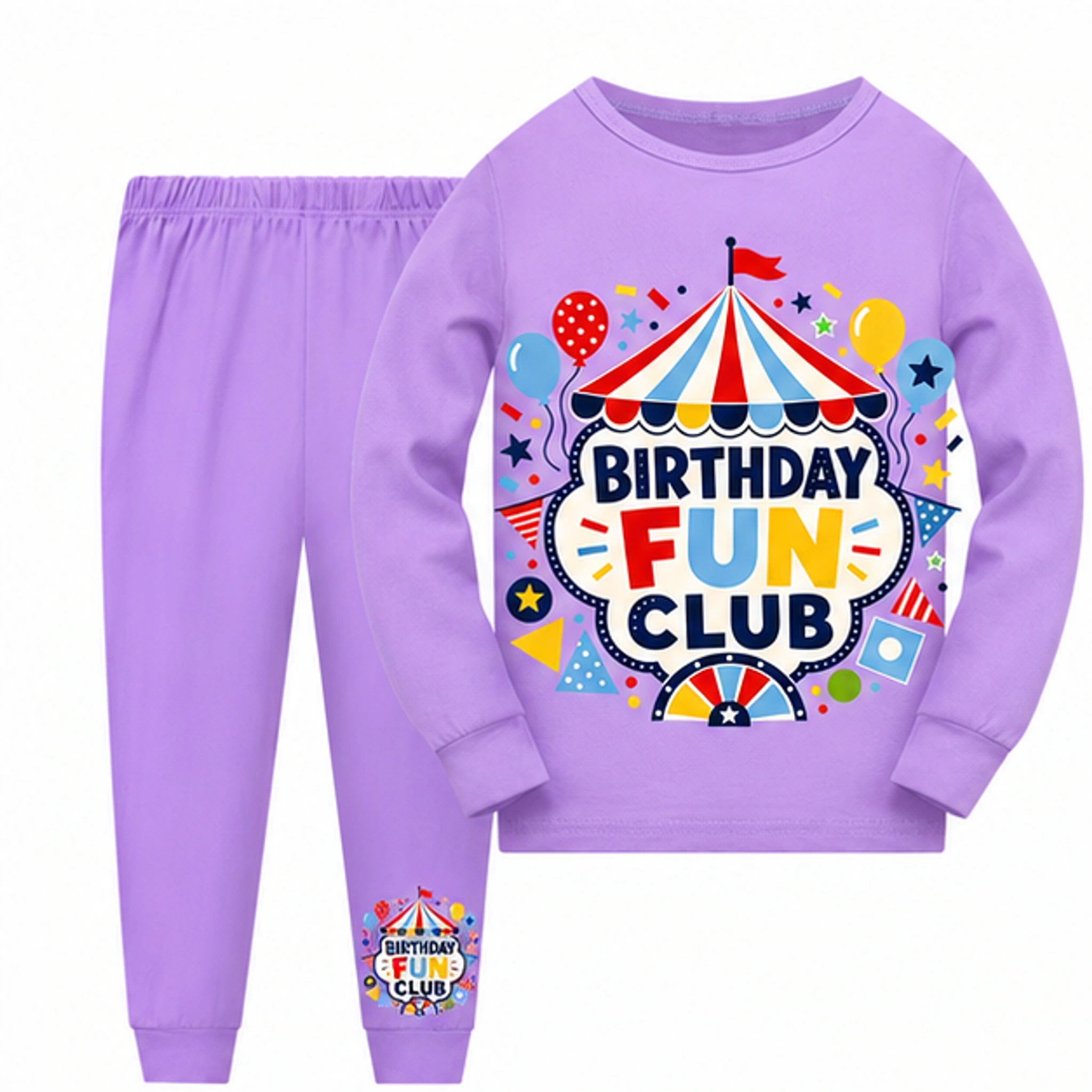 Birthday Fun Club Long-Sleeve Top and Pants Set for Kids in the selected color