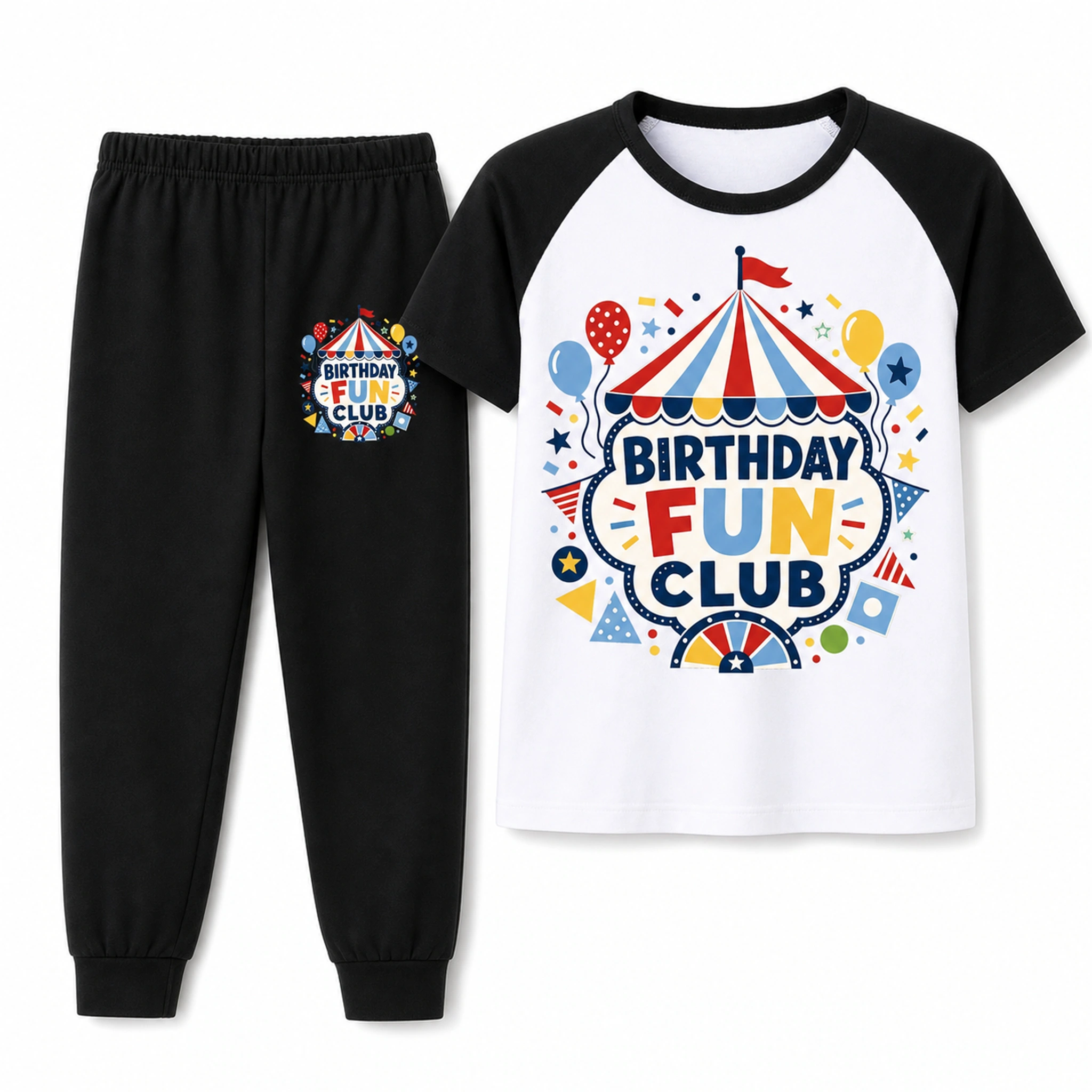 Birthday Fun Club Short-Sleeve Top and Long Pants Sports Set for Kids product preview