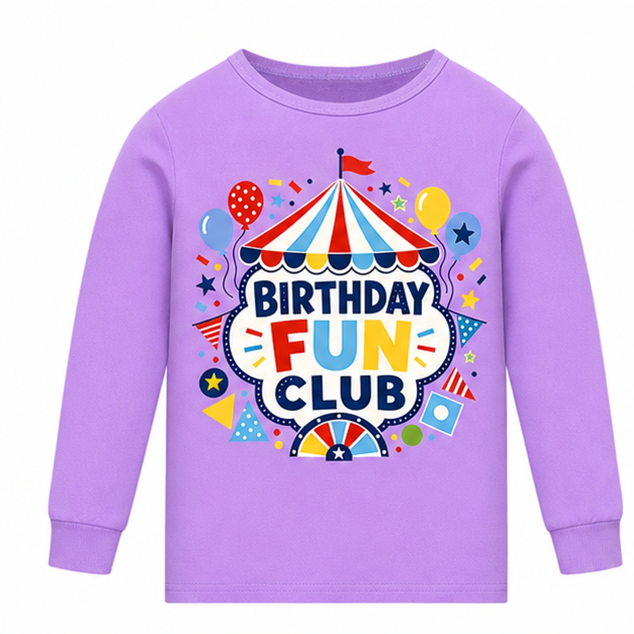 Birthday Fun Club Long-Sleeve Pajama Top for Kids in the selected color