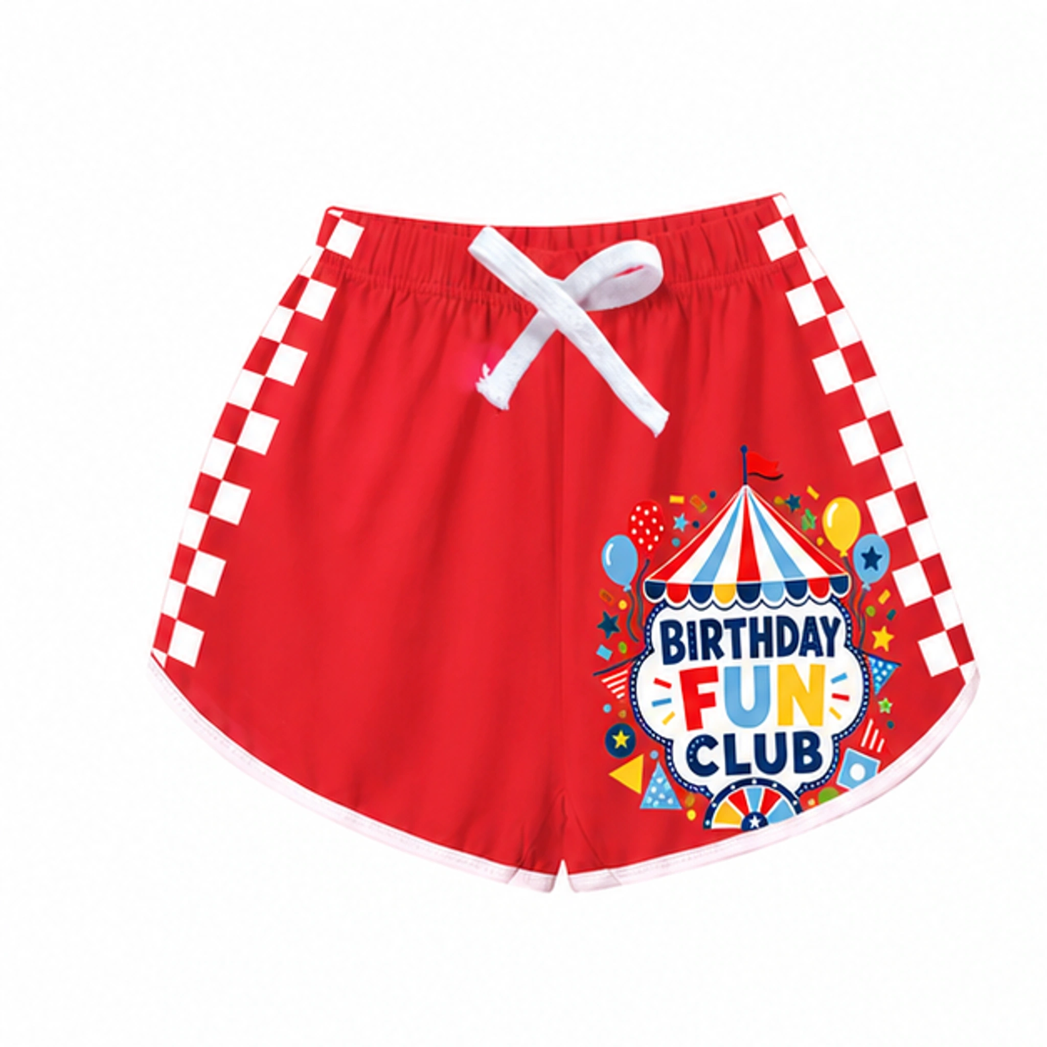 Birthday Fun Club Checker-Stripe Pajama Shorts for Kids in the selected color