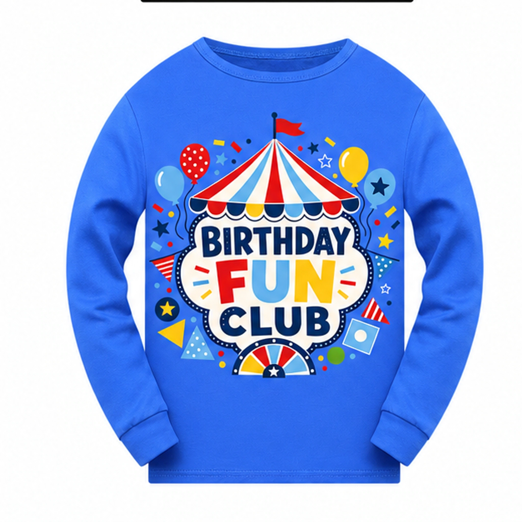 Birthday Fun Club Soft Long-Sleeve Top for Kids in the selected color