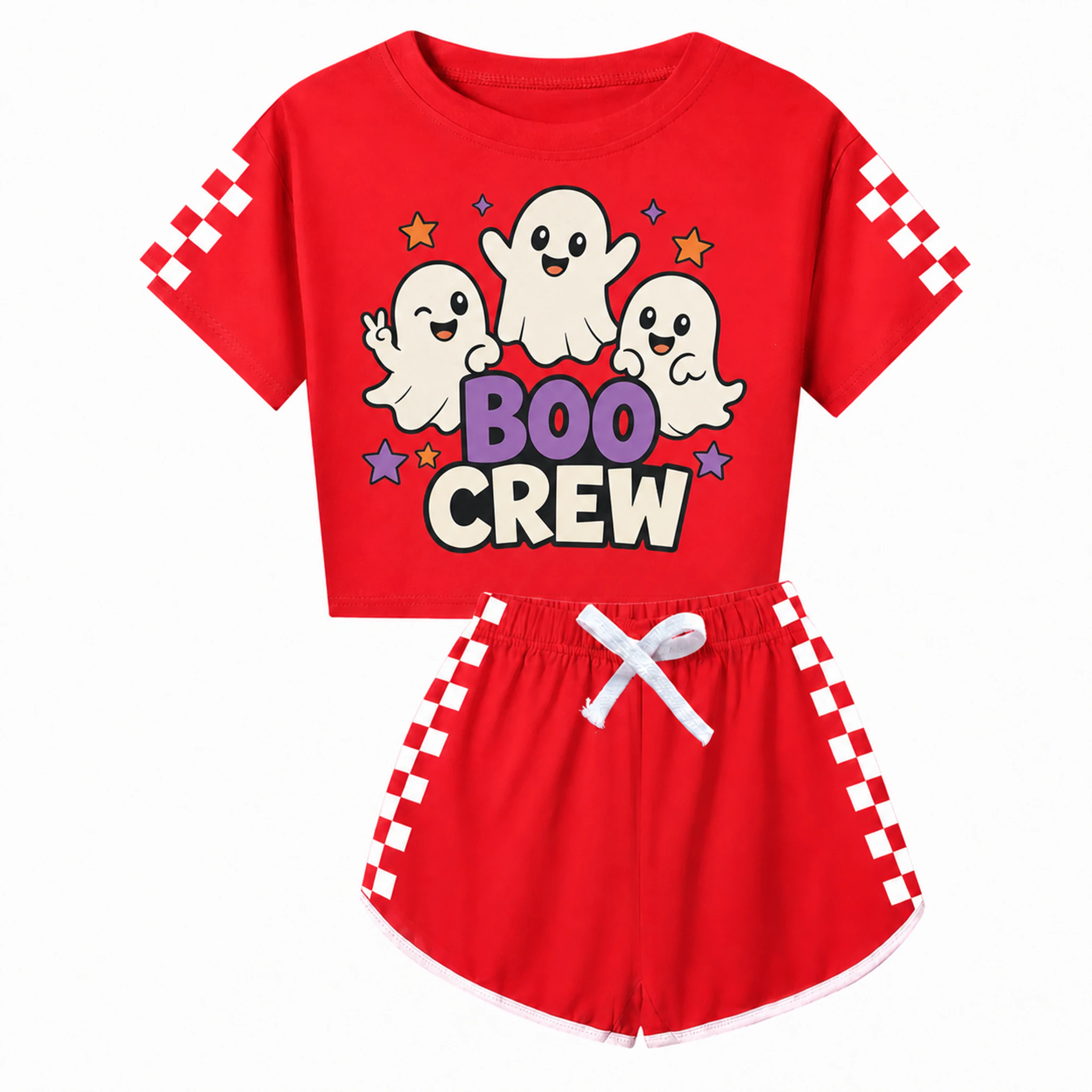 Boo Crew Custom Family Checker Short-Sleeve Top and Shorts Set AI-rendered finished product