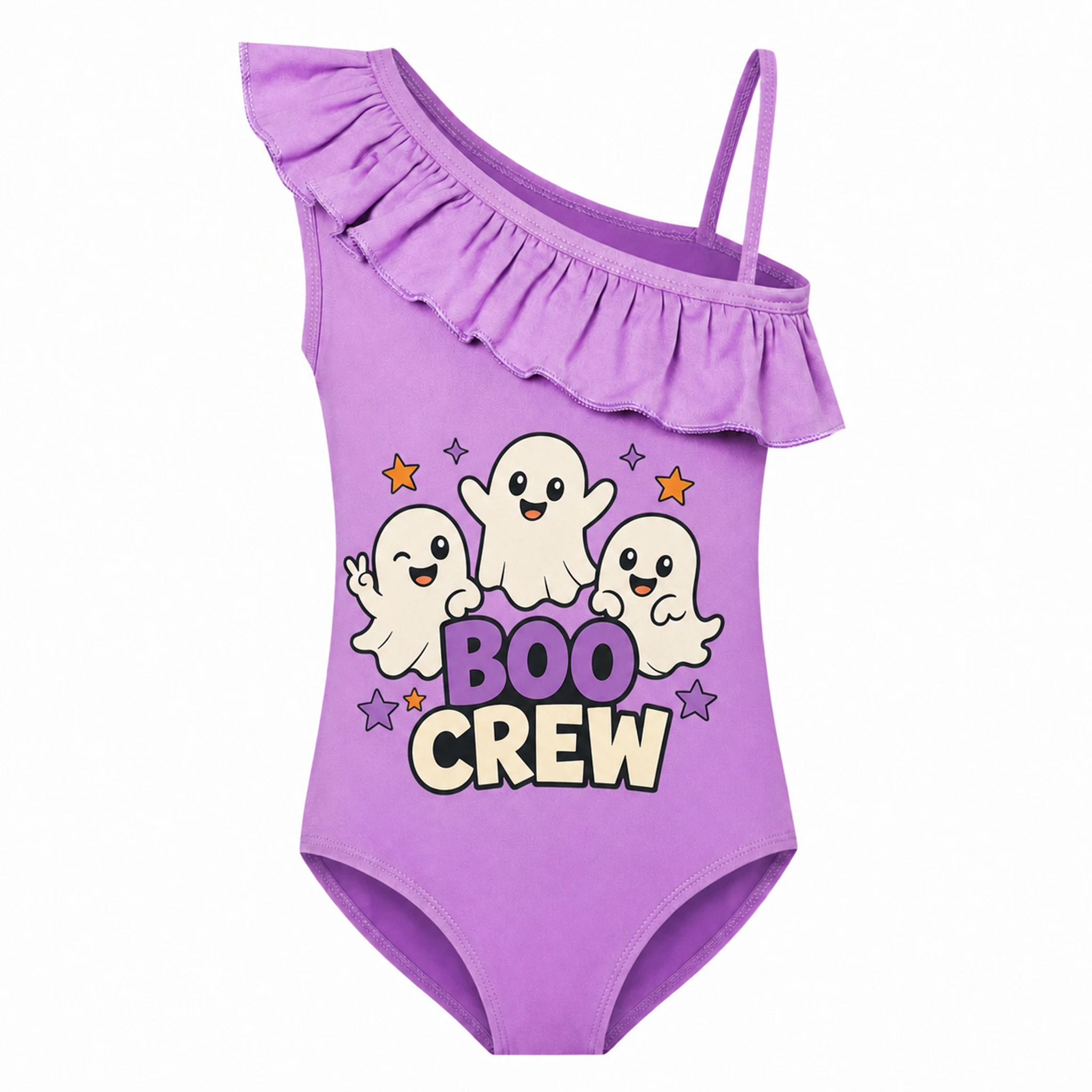 Boo Crew Girls Asymmetric-Ruffle One-Piece Swimsuit for Kids product preview