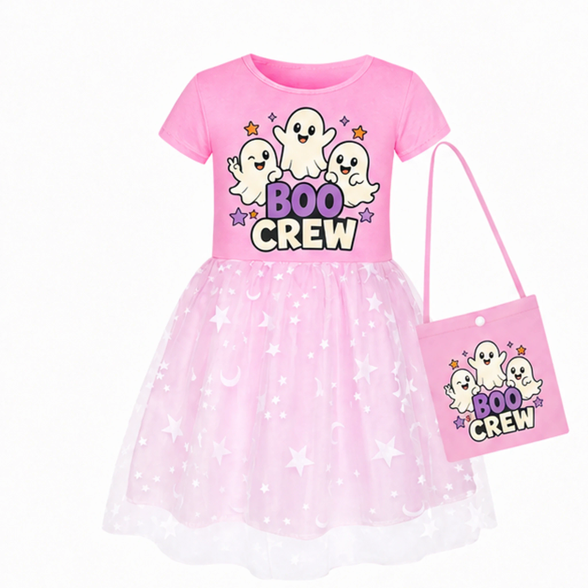 Pink · Skirt · with Bag Custom Girls Short Skirt Styles with Bag with the Boo Crew design