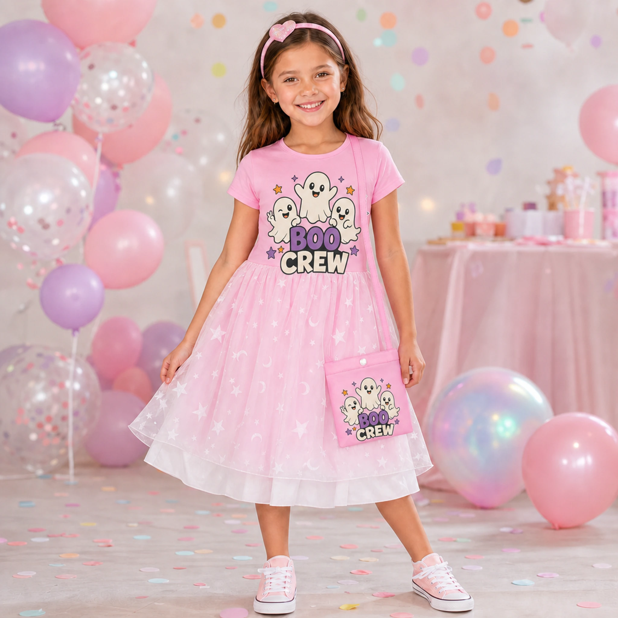 Boo Crew Custom Girls Short Skirt Styles with Bag shown in a styled lifestyle setting