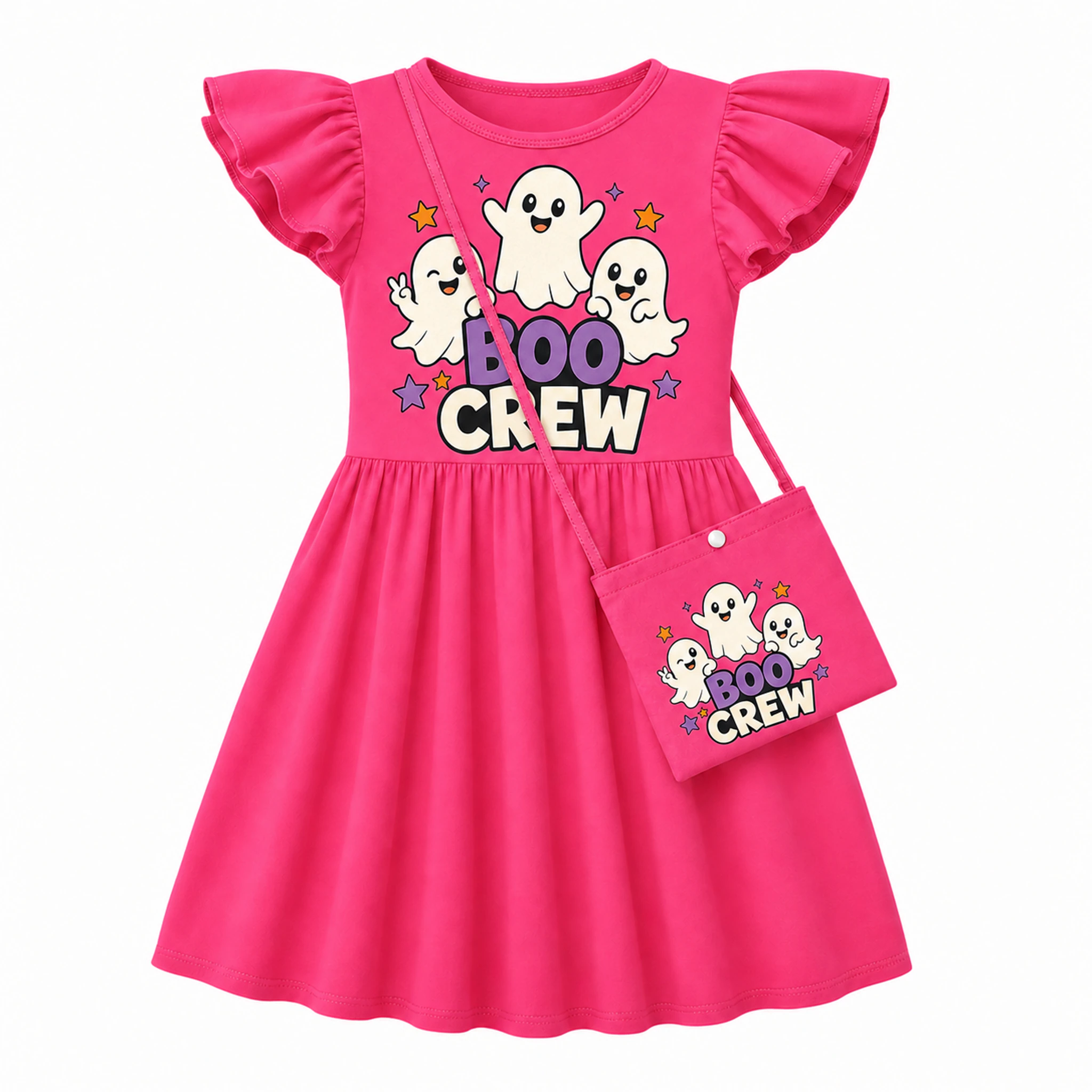 Boo Crew Girls Short-Sleeve Sleep Dress with Crossbody Bag for Kids product preview