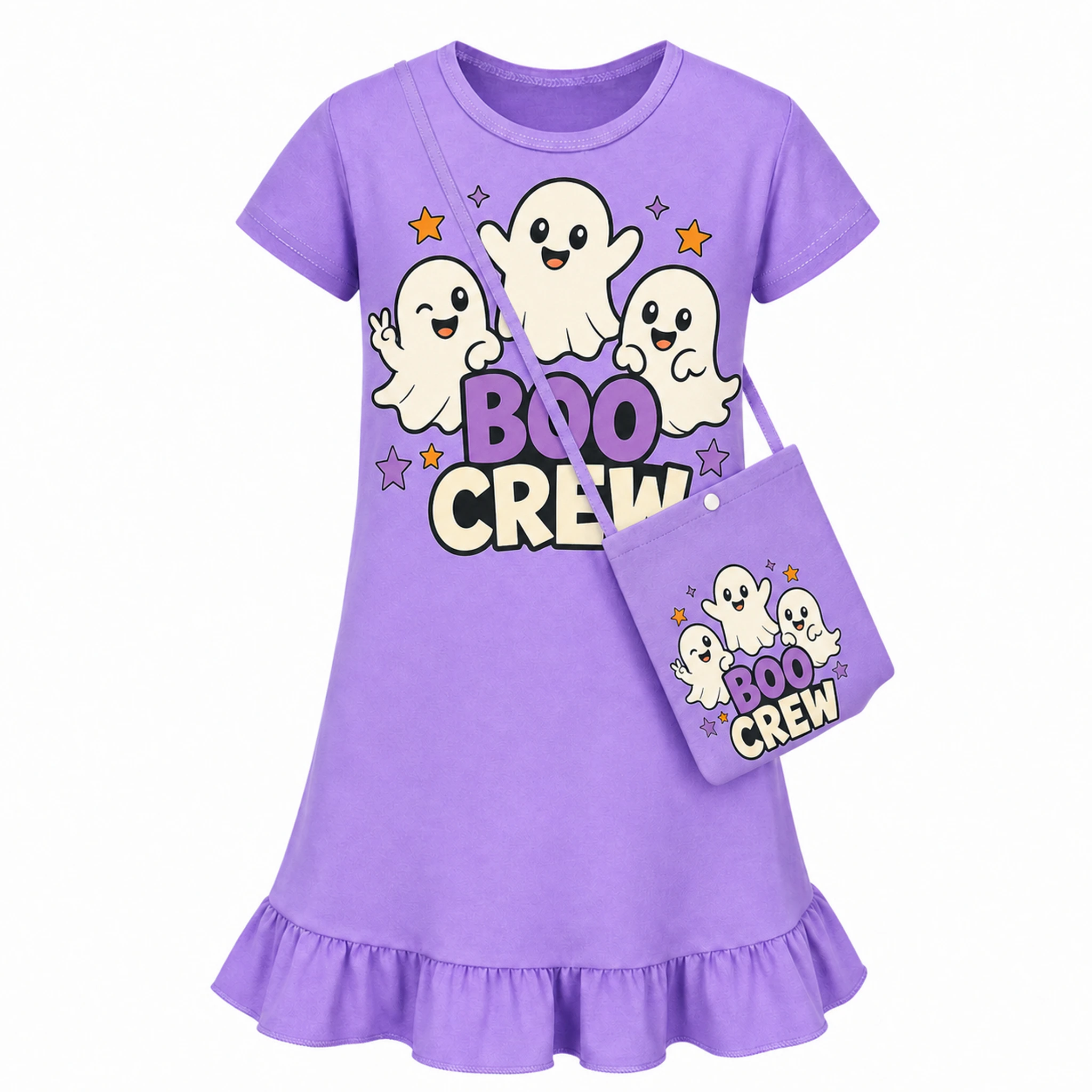 Boo Crew Girls Short-Sleeve Sleep Dress with Matching Bag for Kids product preview