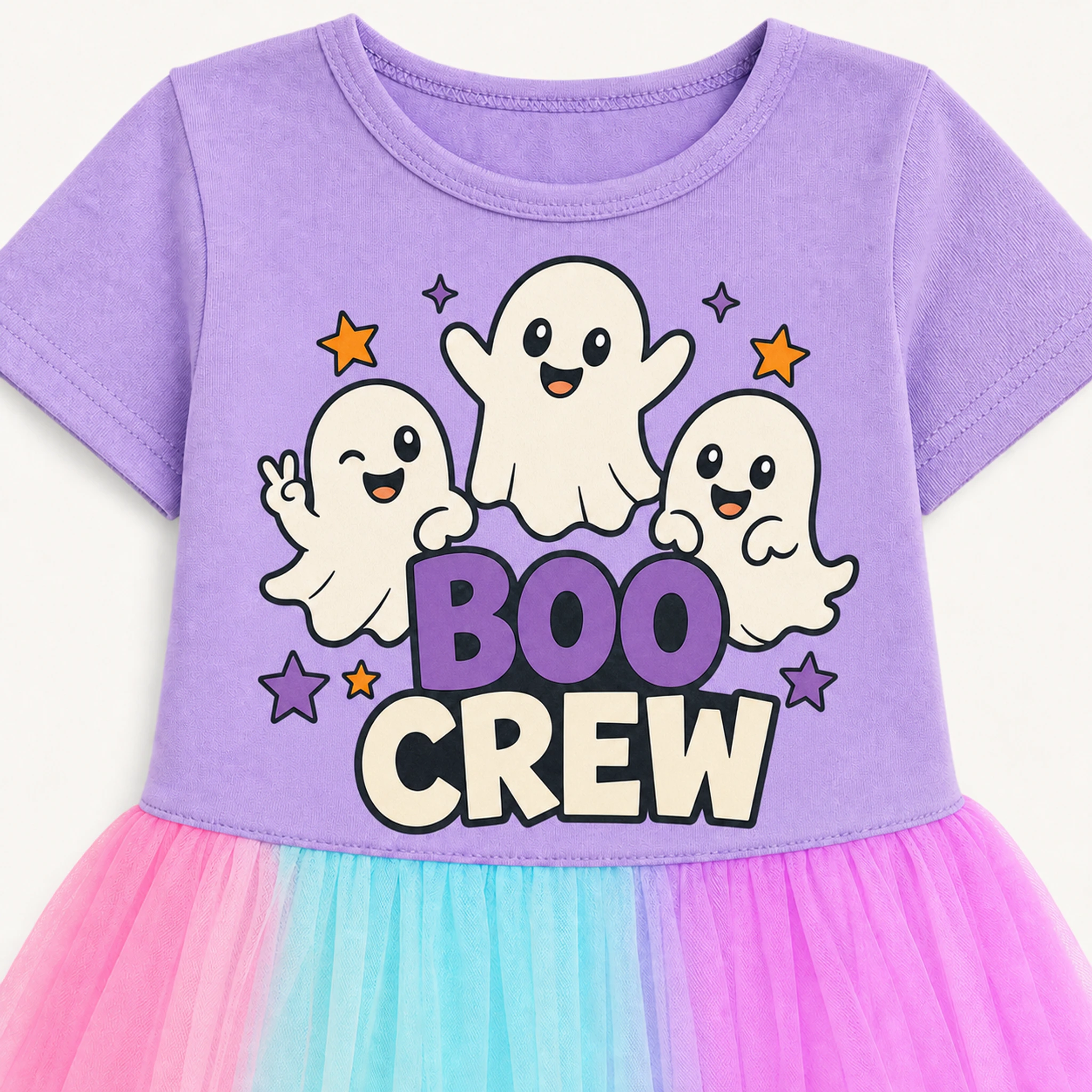 Boo Crew Custom Girls Short Tulle and Classic Skirt Styles print, fabric, and construction details