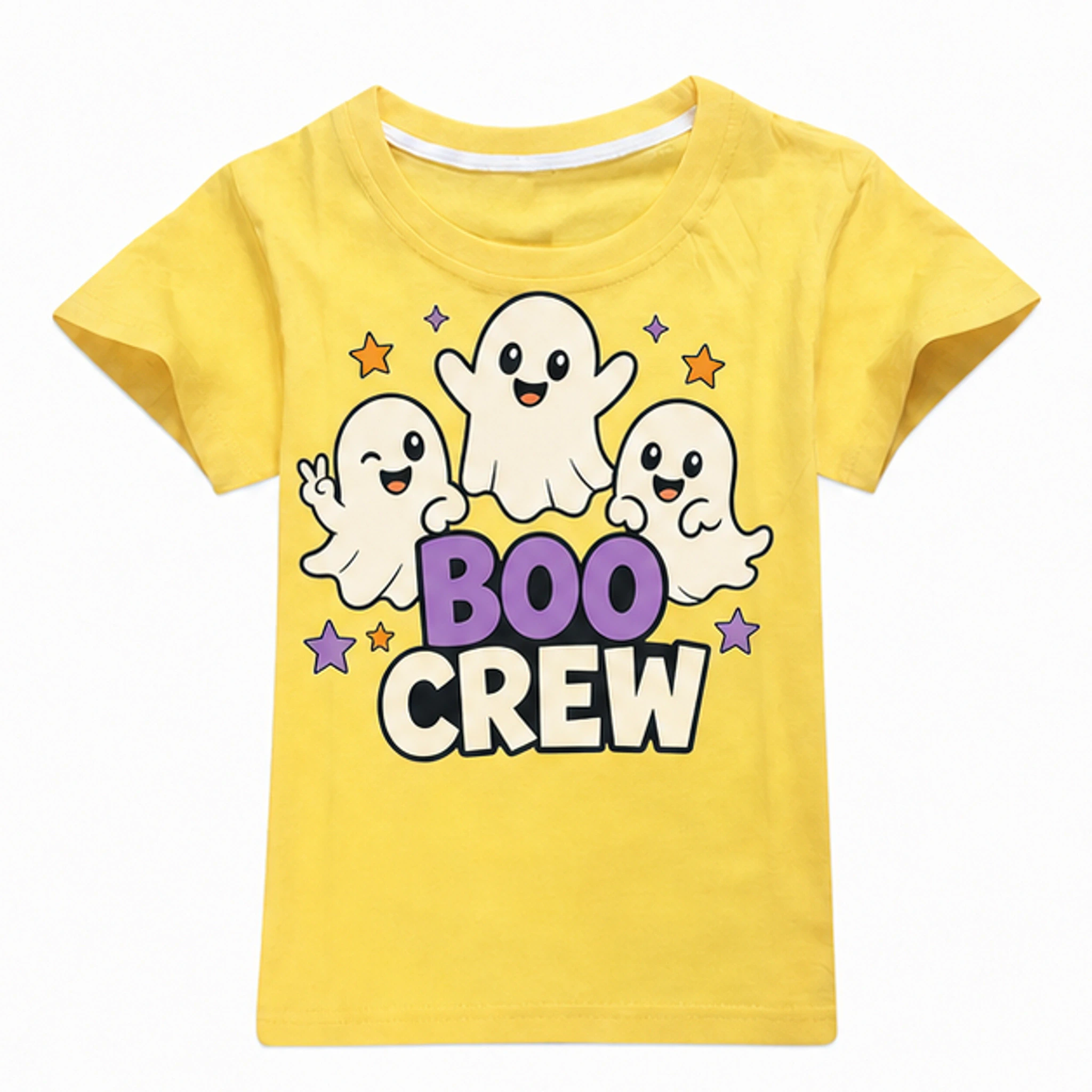 Yellow Custom Kids Classic Short-Sleeve T-Shirt with the Boo Crew design
