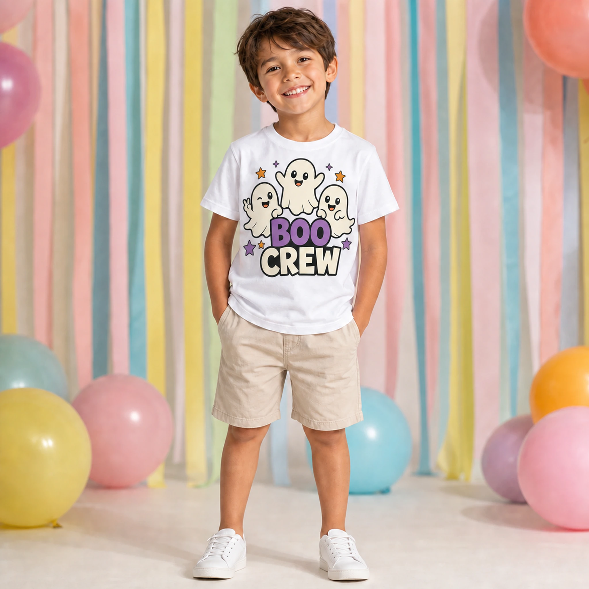 Boo Crew Custom Kids Classic Short-Sleeve T-Shirt shown in a styled lifestyle setting