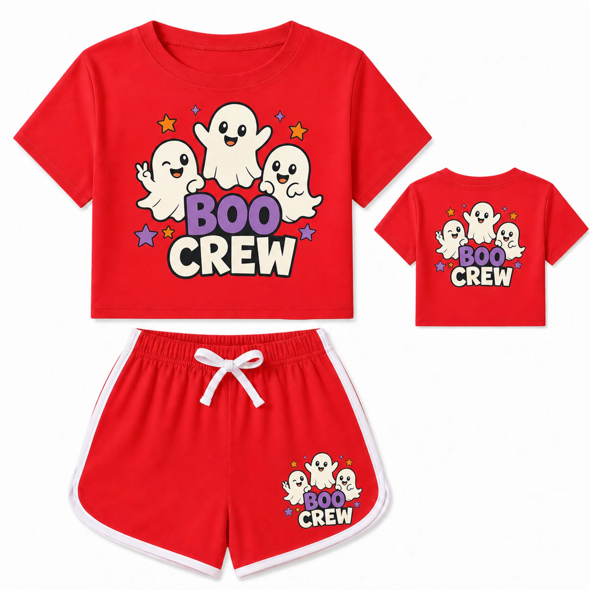 Boo Crew Custom Kids Checker Short-Sleeve Top and Shorts Set AI-rendered finished product