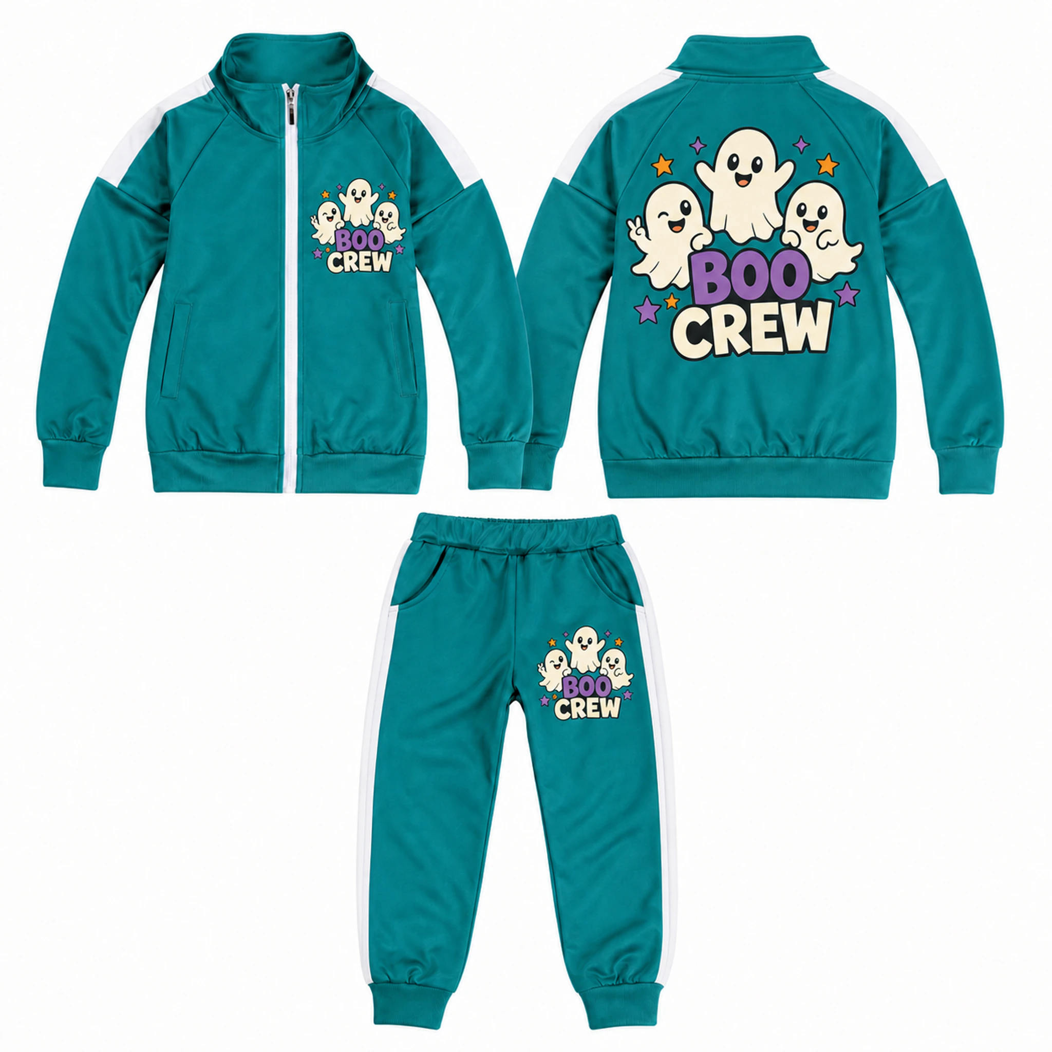 Boo Crew Custom Kids Color-Block Jacket and Pants Set AI-rendered finished product
