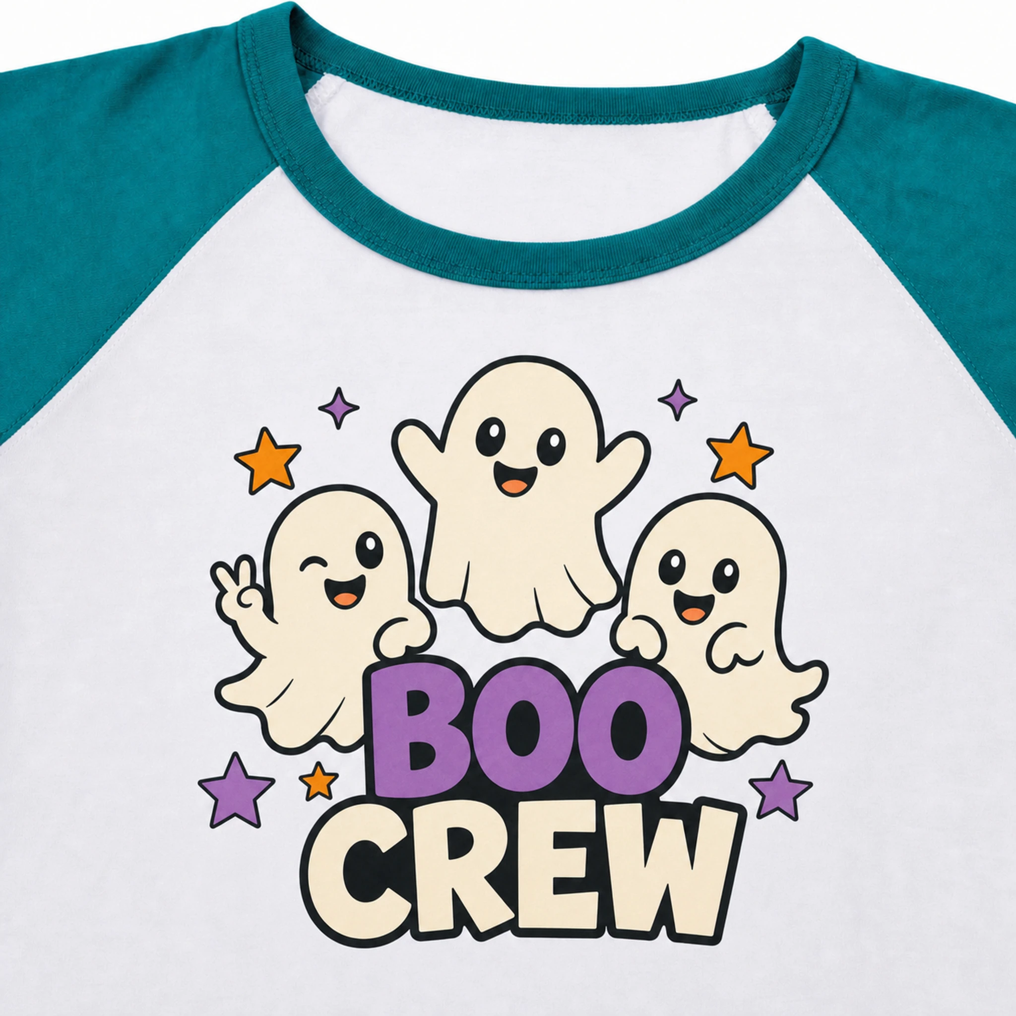 Boo Crew Custom Kids Color-Block T-Shirt print, fabric, and construction details