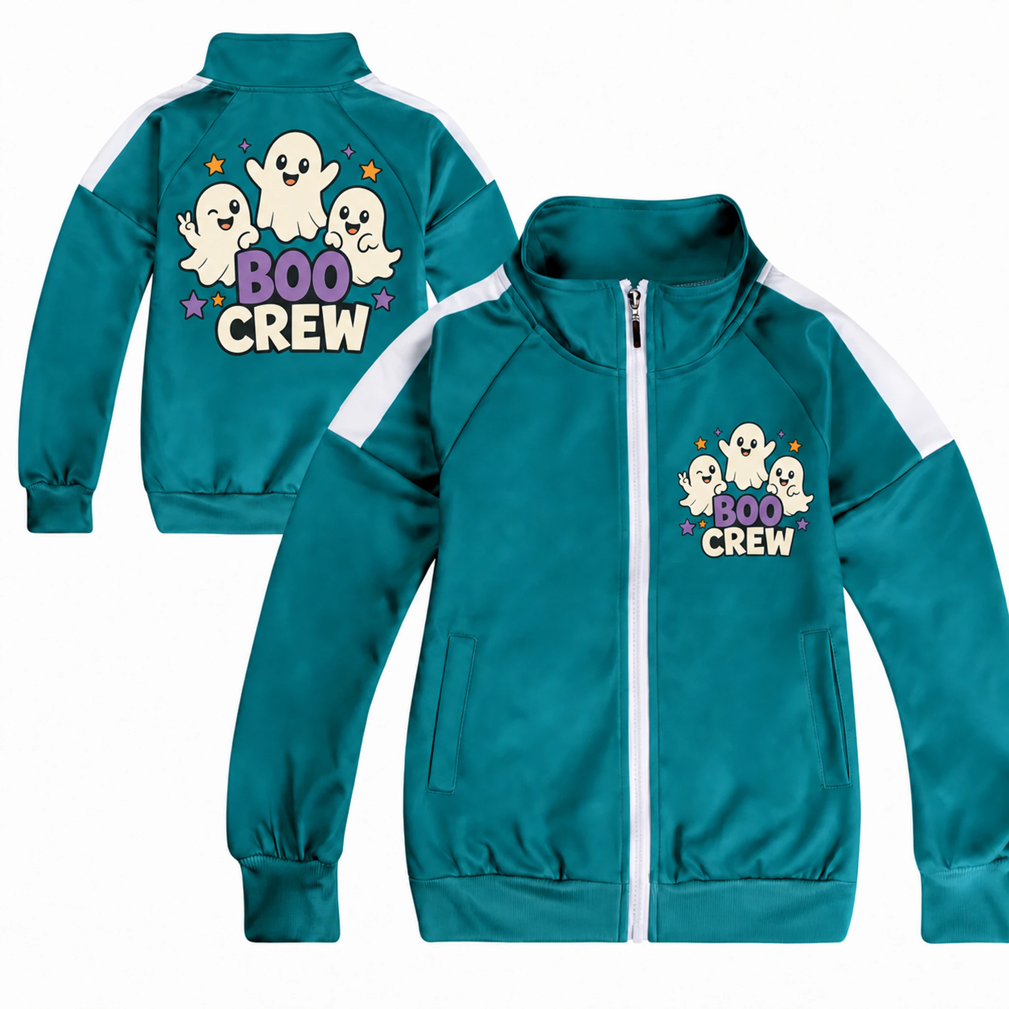 Boo Crew Custom Kids Color-Block Zip Jacket AI-rendered finished product