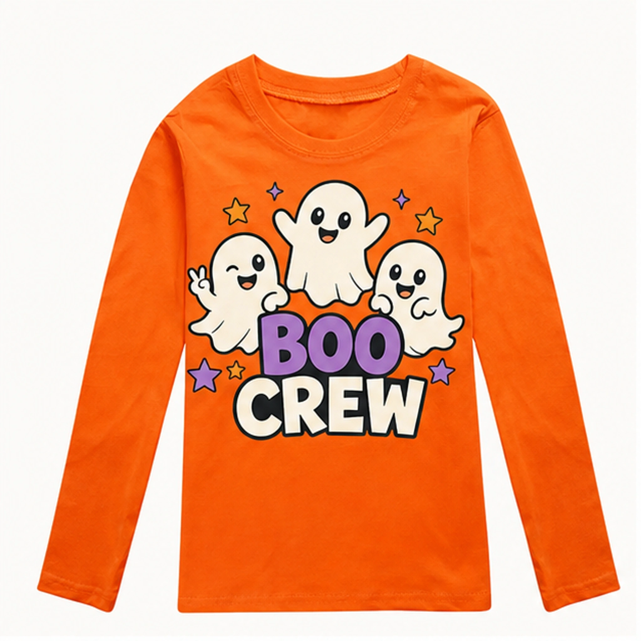 Orange Custom Kids Long-Sleeve T-Shirt with the Boo Crew design