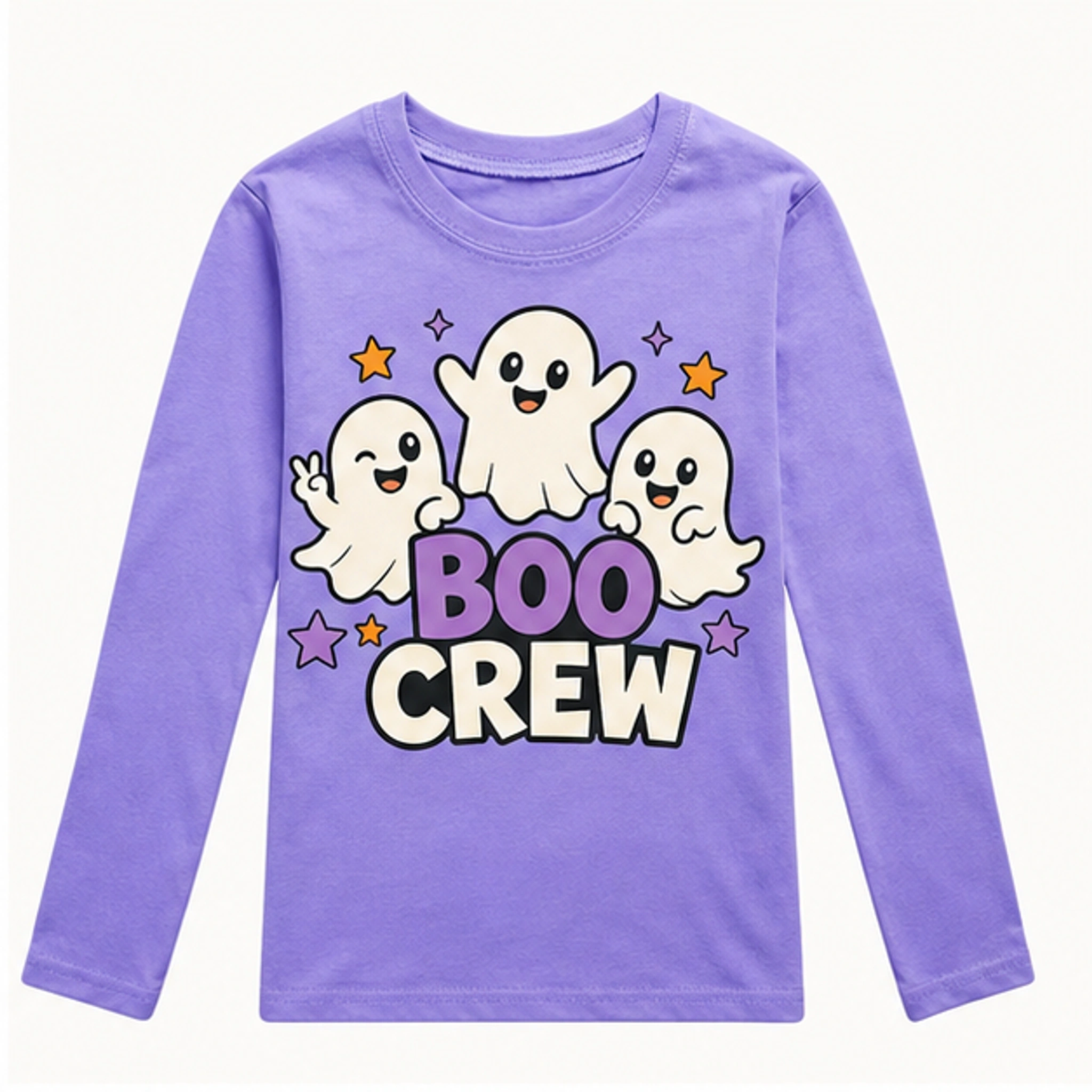 Purple Custom Kids Long-Sleeve T-Shirt with the Boo Crew design