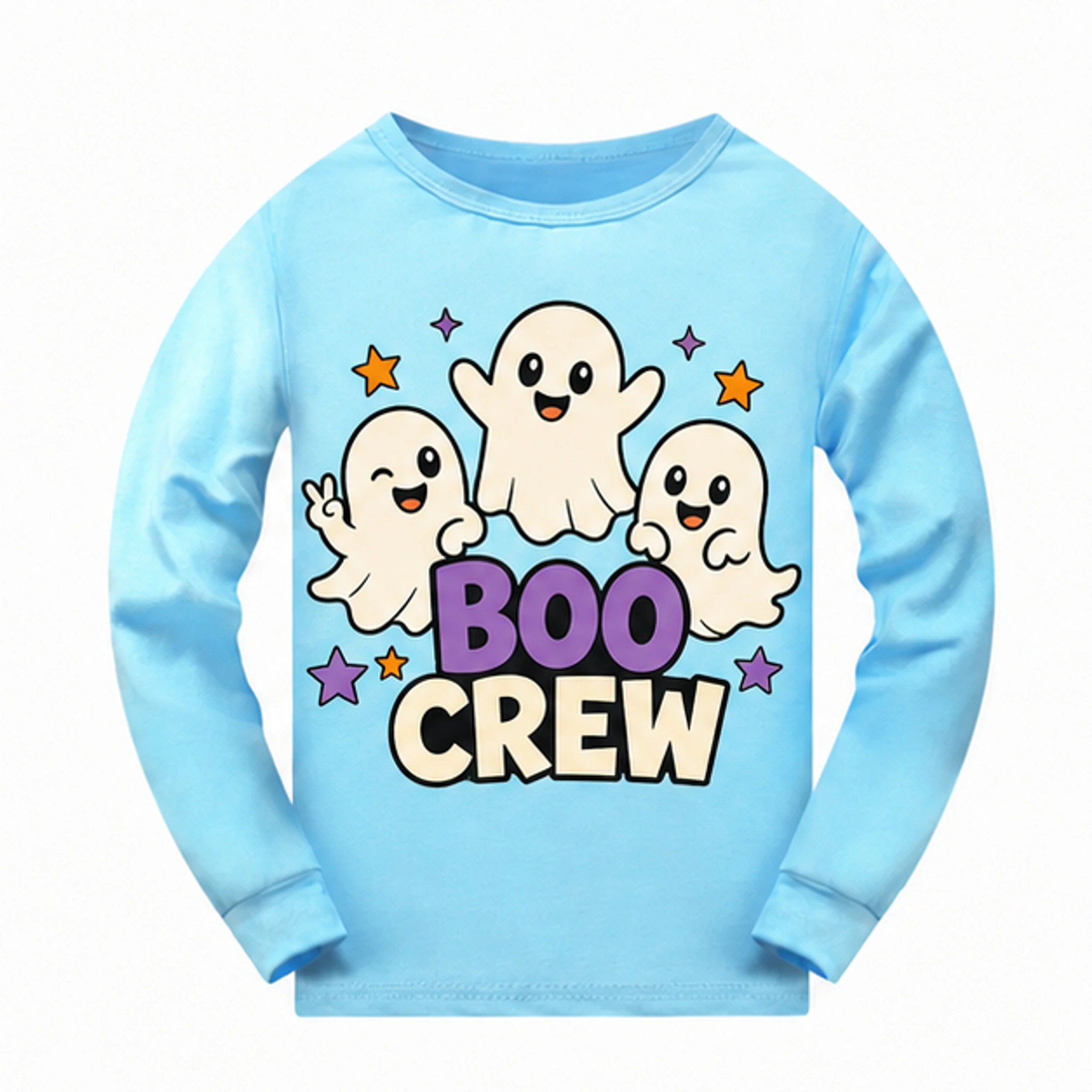 Light Blue · Pajama Top Custom Kids Long-Sleeve Pajama Top with the Boo Crew design