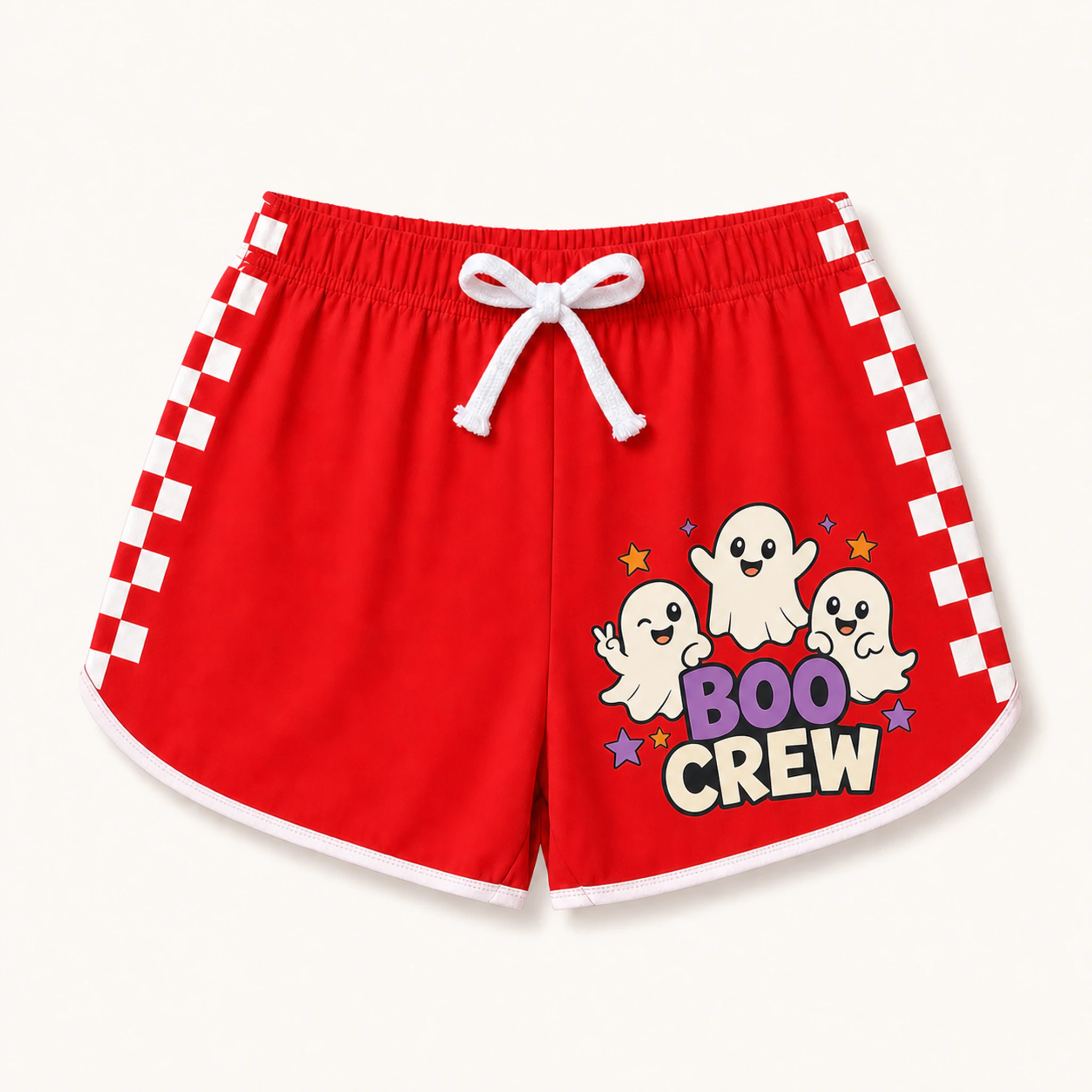 Boo Crew Custom Kids Checker-Stripe Pajama Shorts AI-rendered finished product