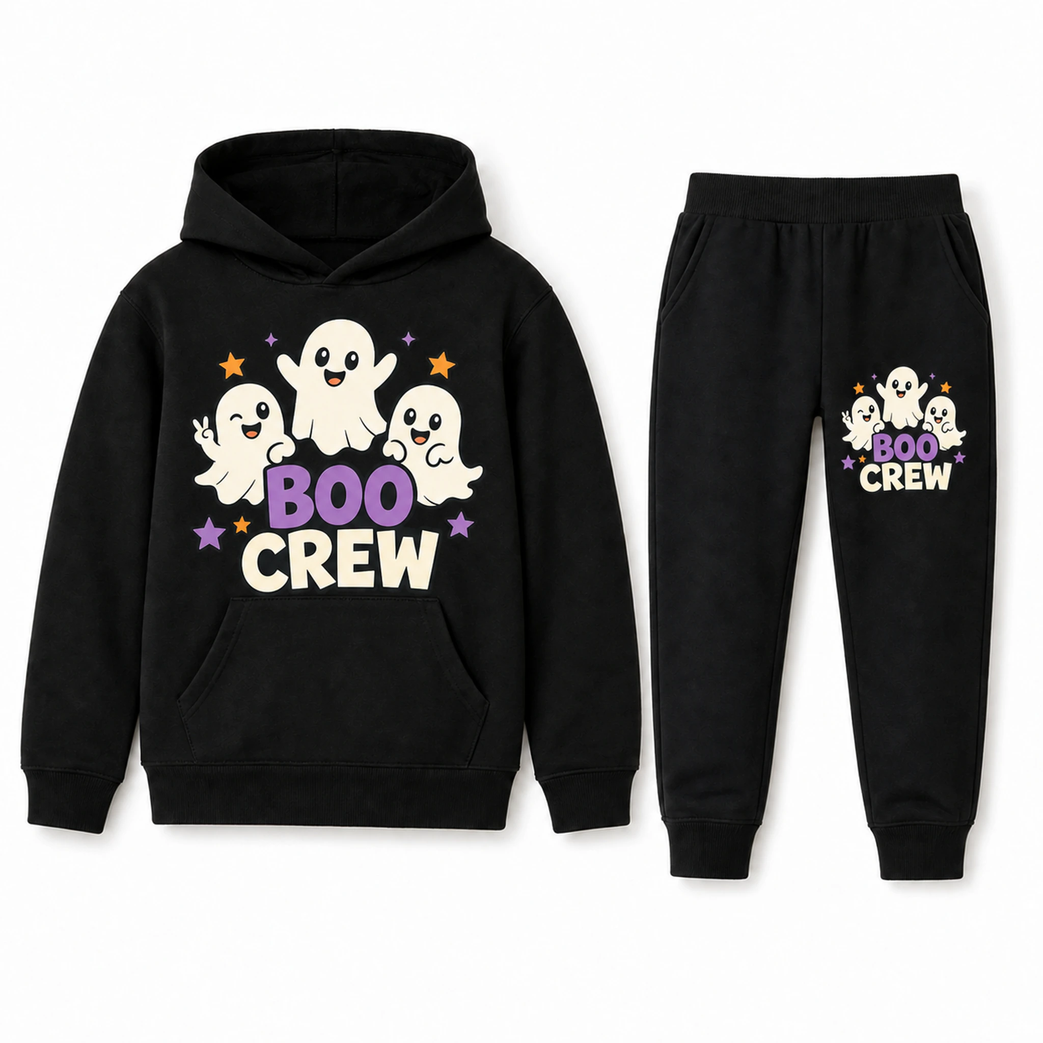 Boo Crew Custom Kids Pullover Hoodie and Jogger Set AI-rendered finished product