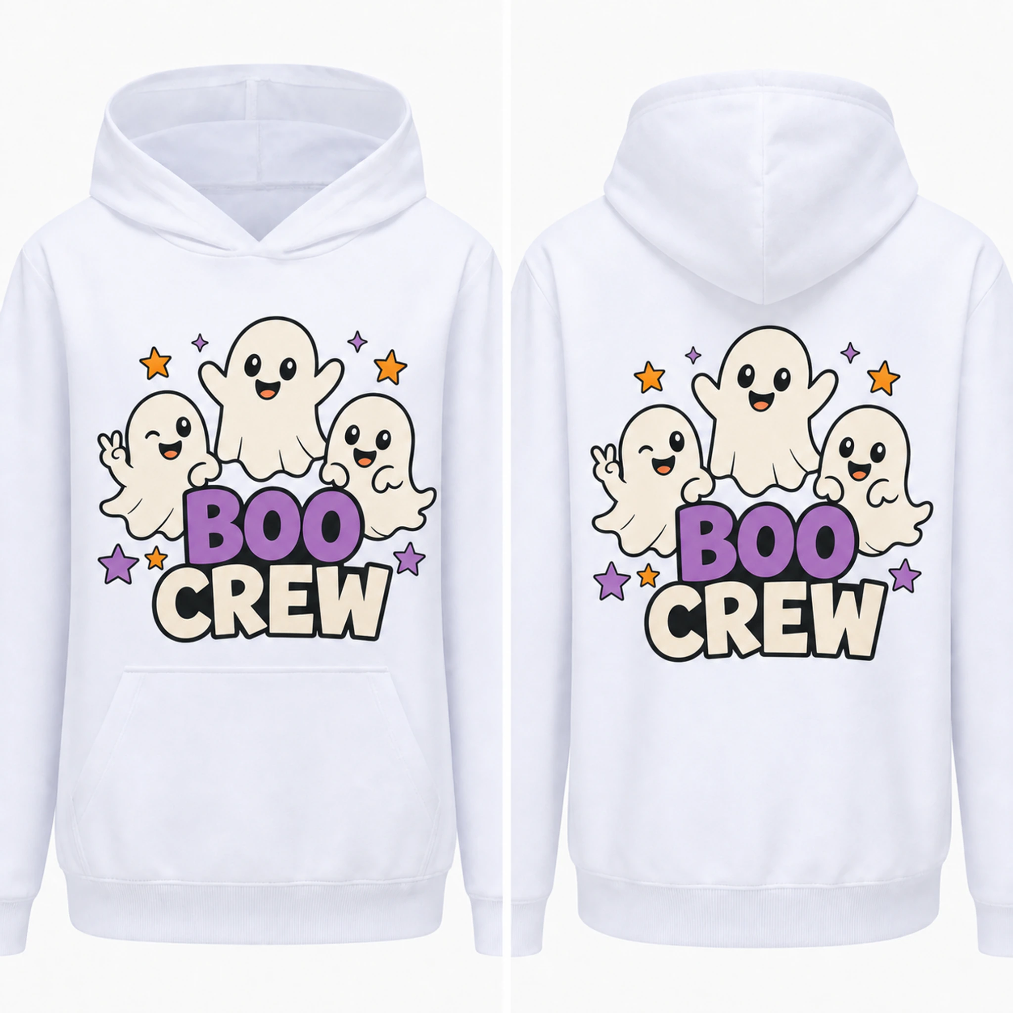 Boo Crew Custom Kids Pullover Hoodie print, fabric, and construction details