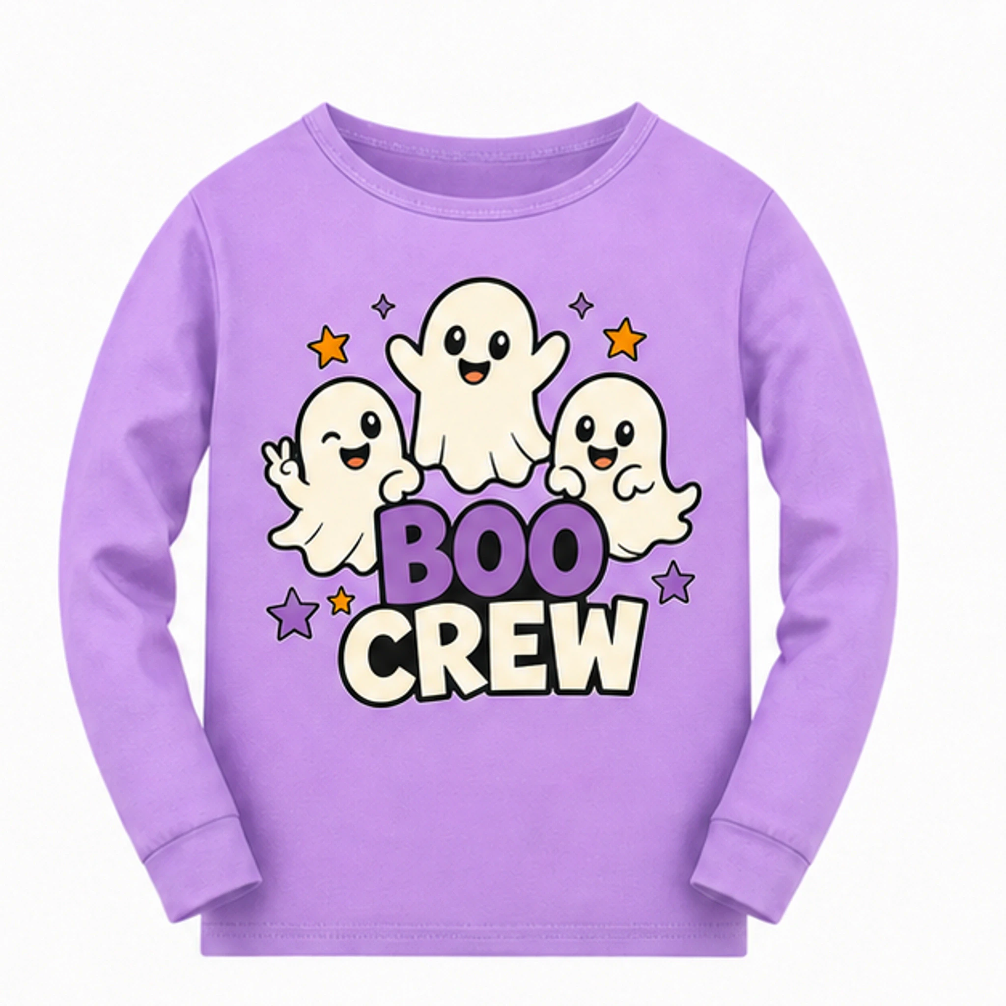 Purple · Long-Sleeve Style Custom Kids Soft Long-Sleeve Top with the Boo Crew design