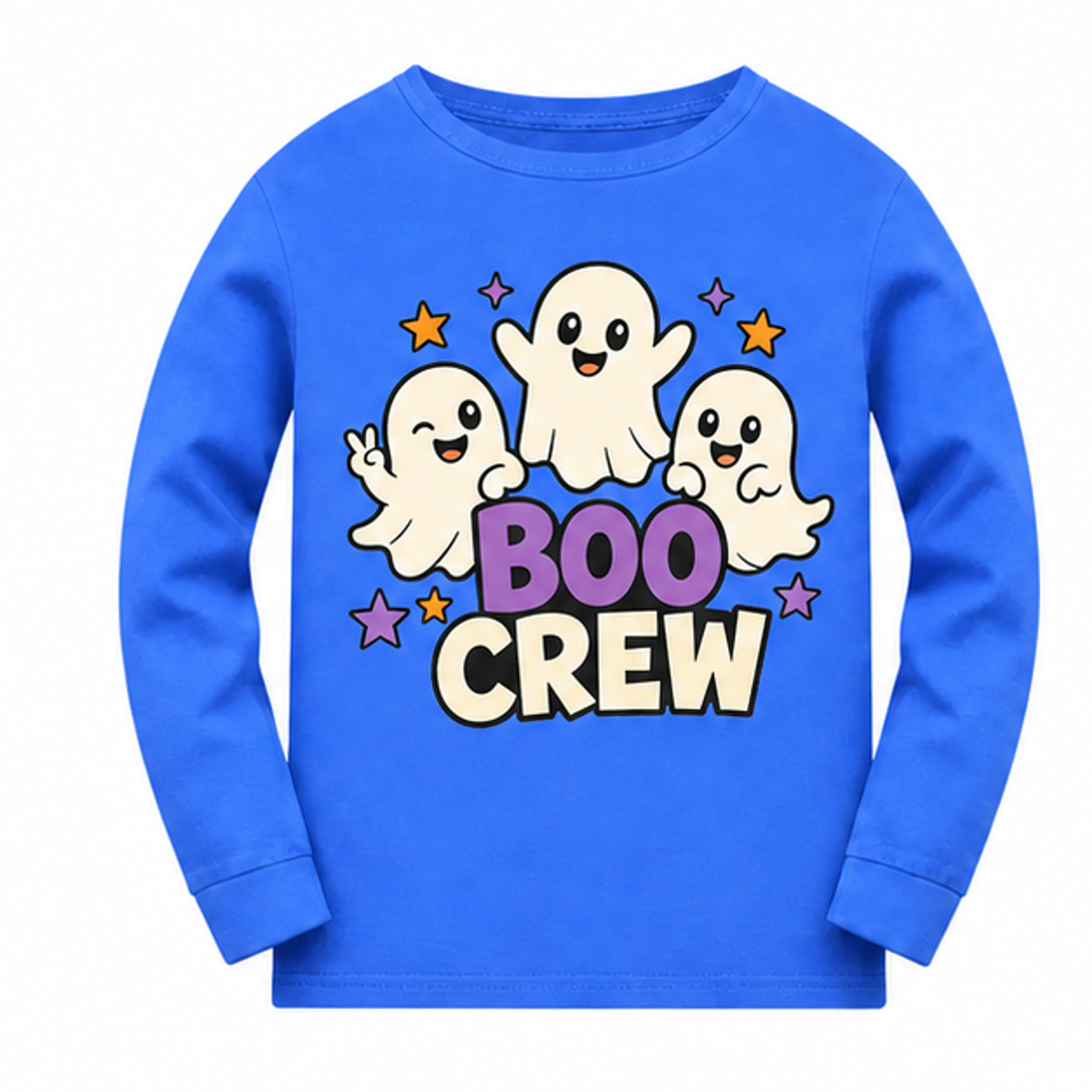 Blue · Long-Sleeve Style Custom Kids Soft Long-Sleeve Top with the Boo Crew design