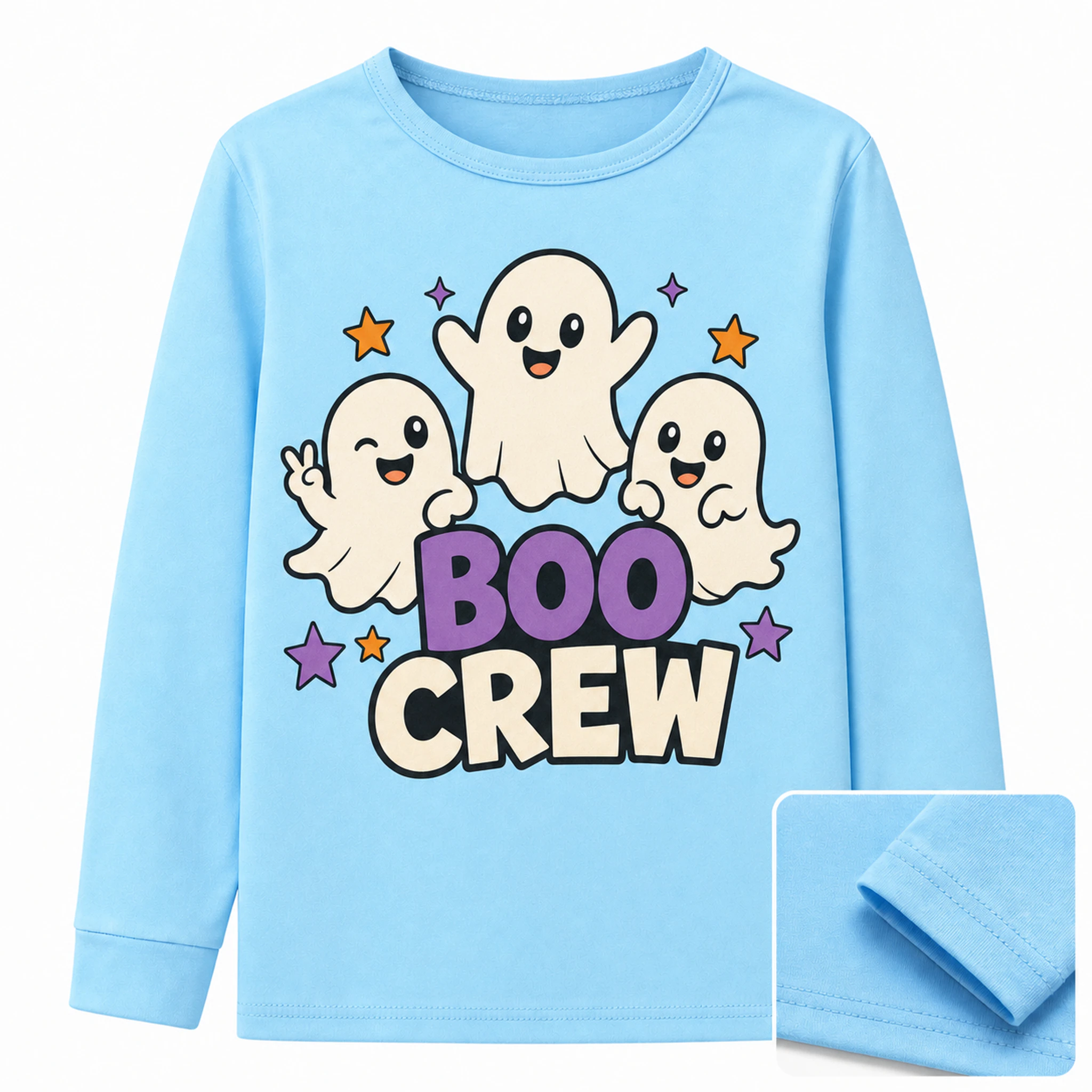 Boo Crew Custom Kids Soft Long-Sleeve Top print, fabric, and construction details