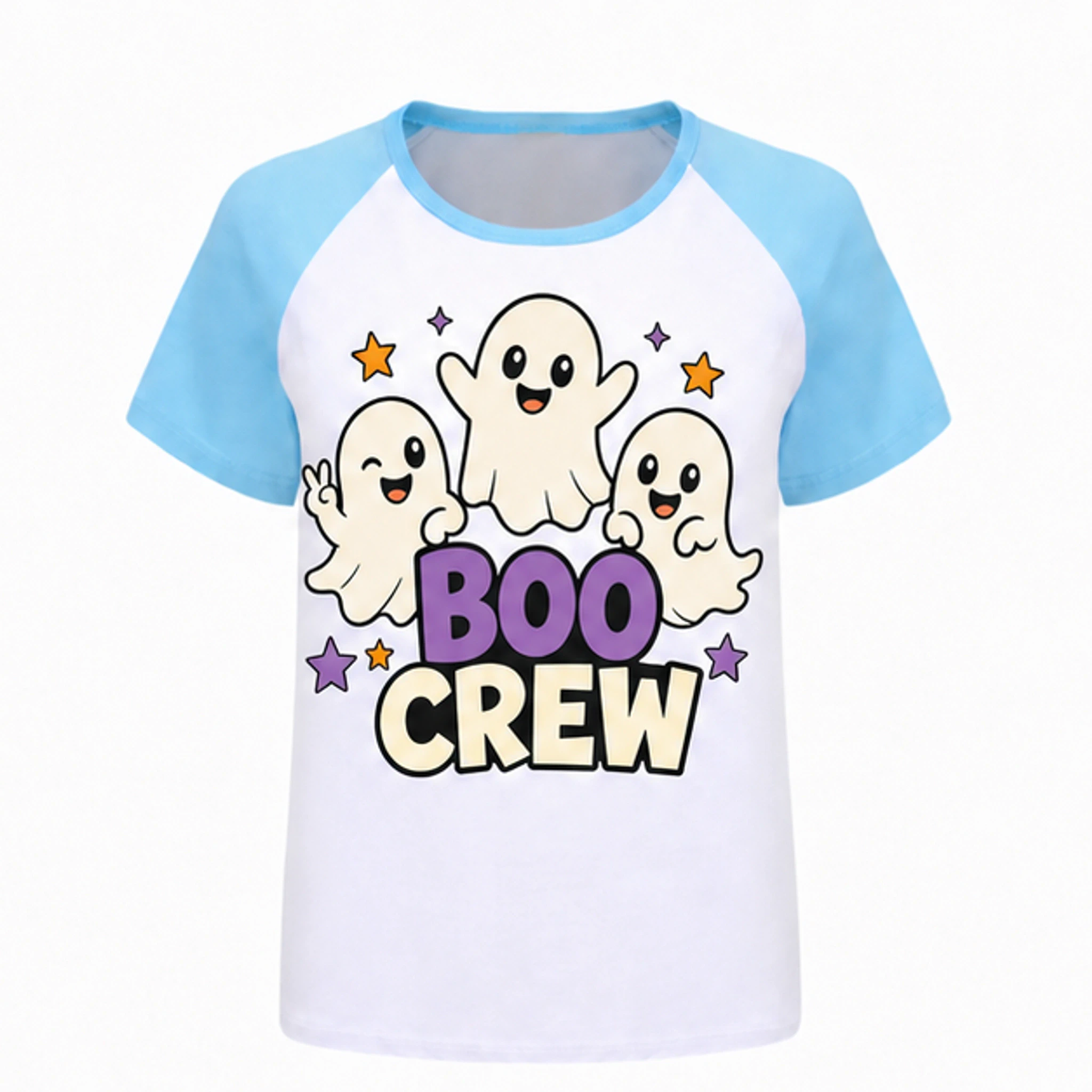 Light Blue · Short-Sleeve Style Custom Kids Soft Short-Sleeve Top with the Boo Crew design