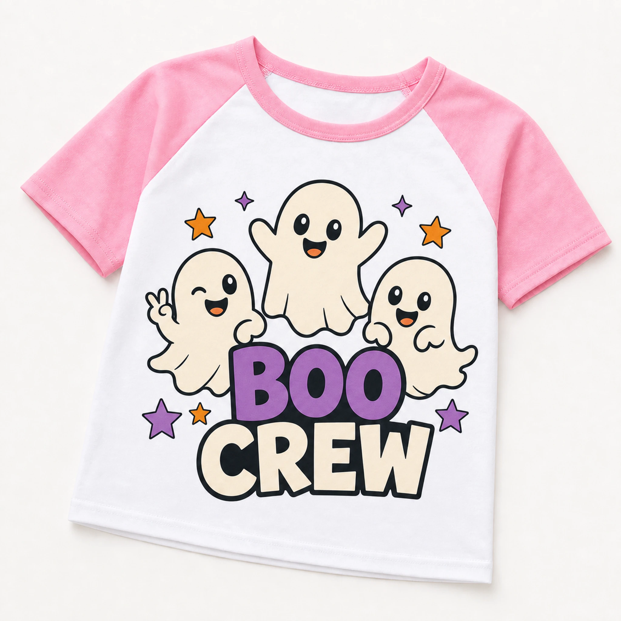 Boo Crew Custom Kids Soft Short-Sleeve Top print, fabric, and construction details