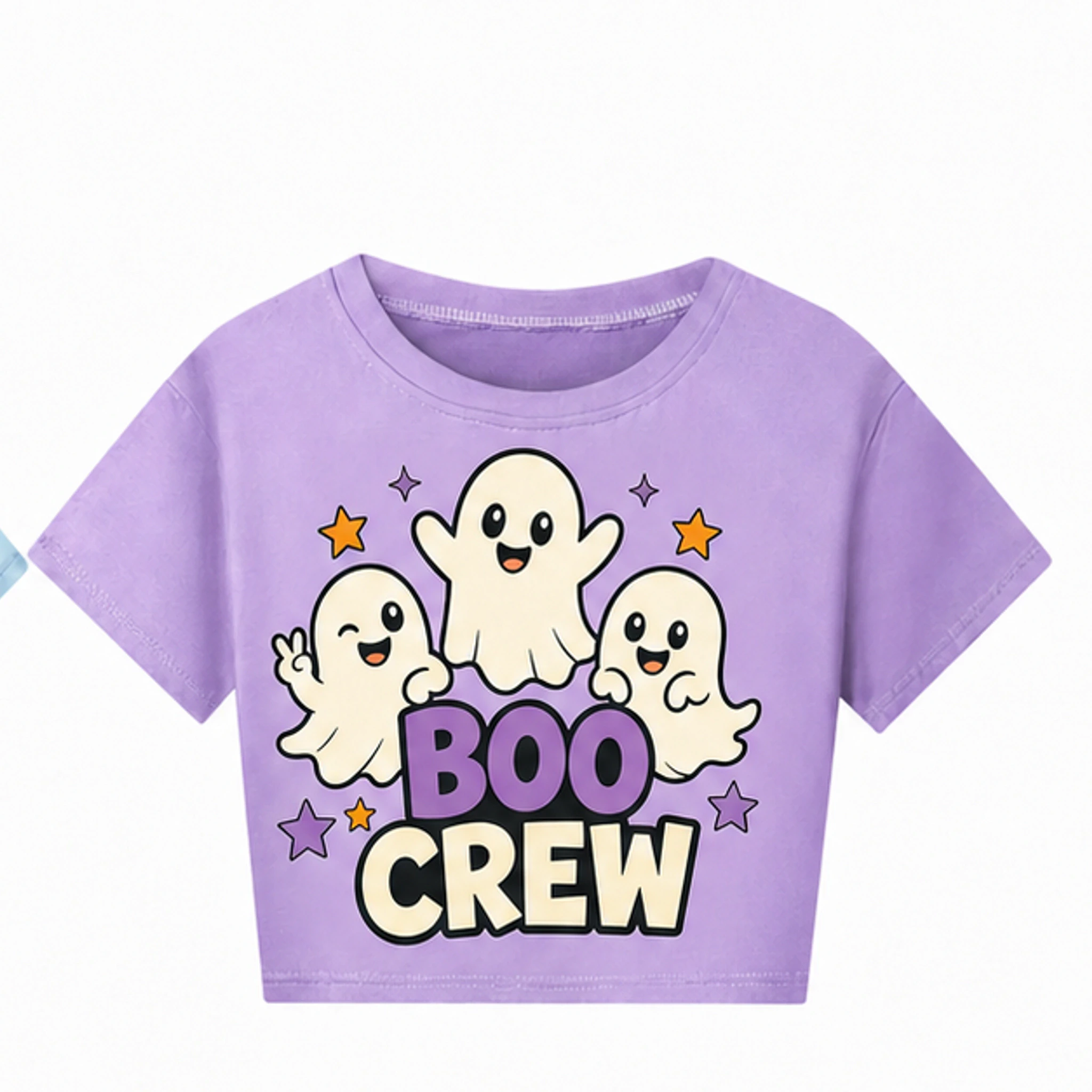 Purple Custom Kids Cropped Short-Sleeve Top with the Boo Crew design