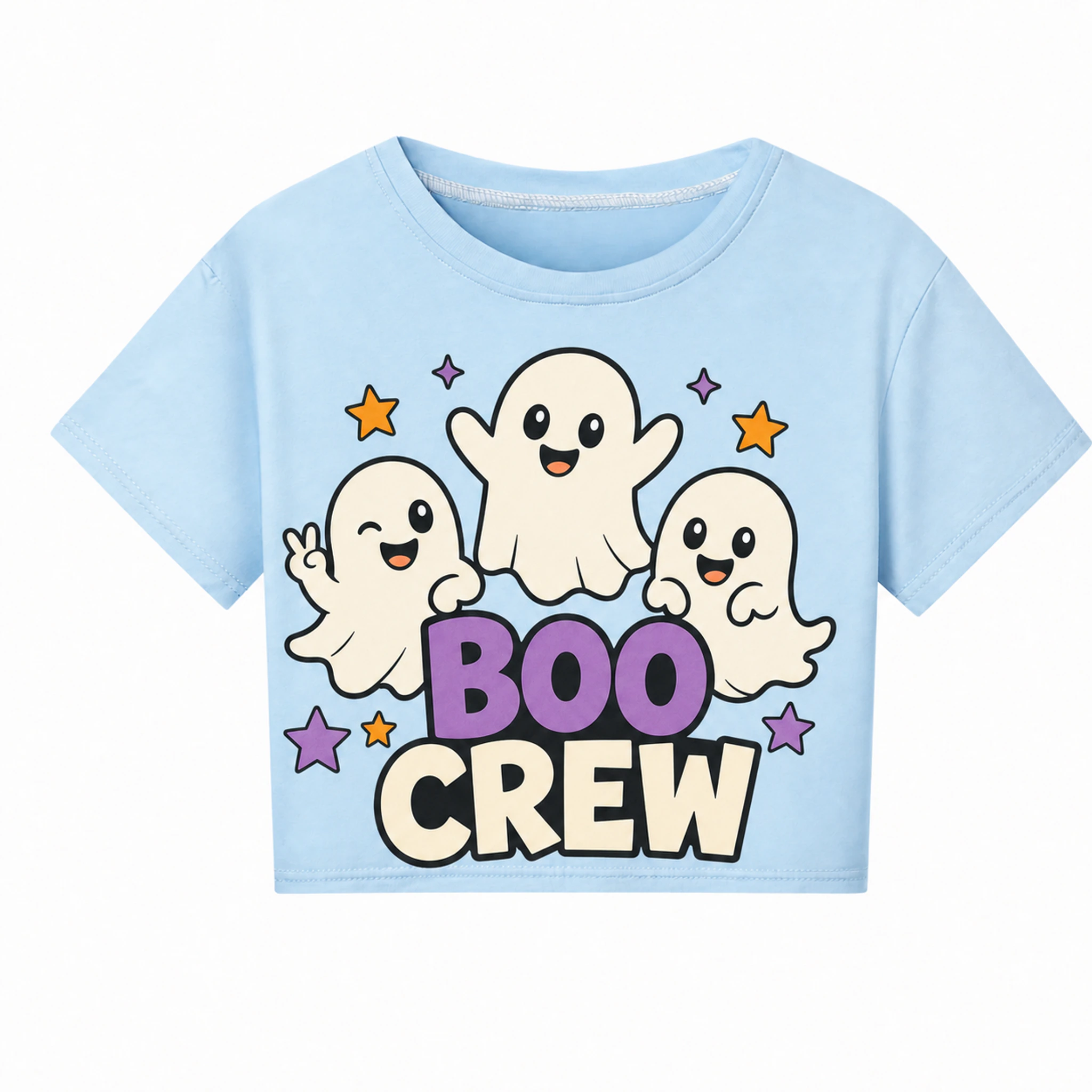 Boo Crew Custom Kids Cropped Short-Sleeve Top AI-rendered finished product