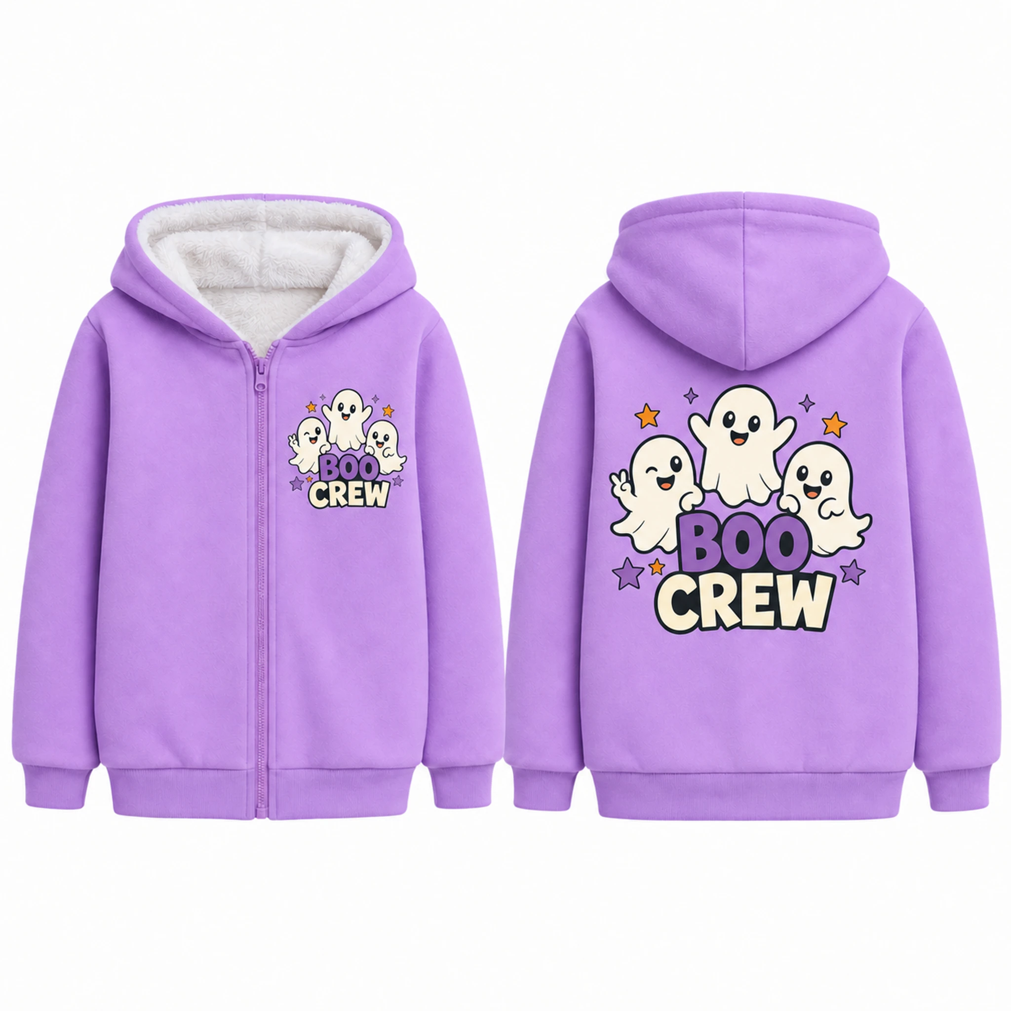 Boo Crew Custom Kids Thick Zip Winter Jacket AI-rendered finished product